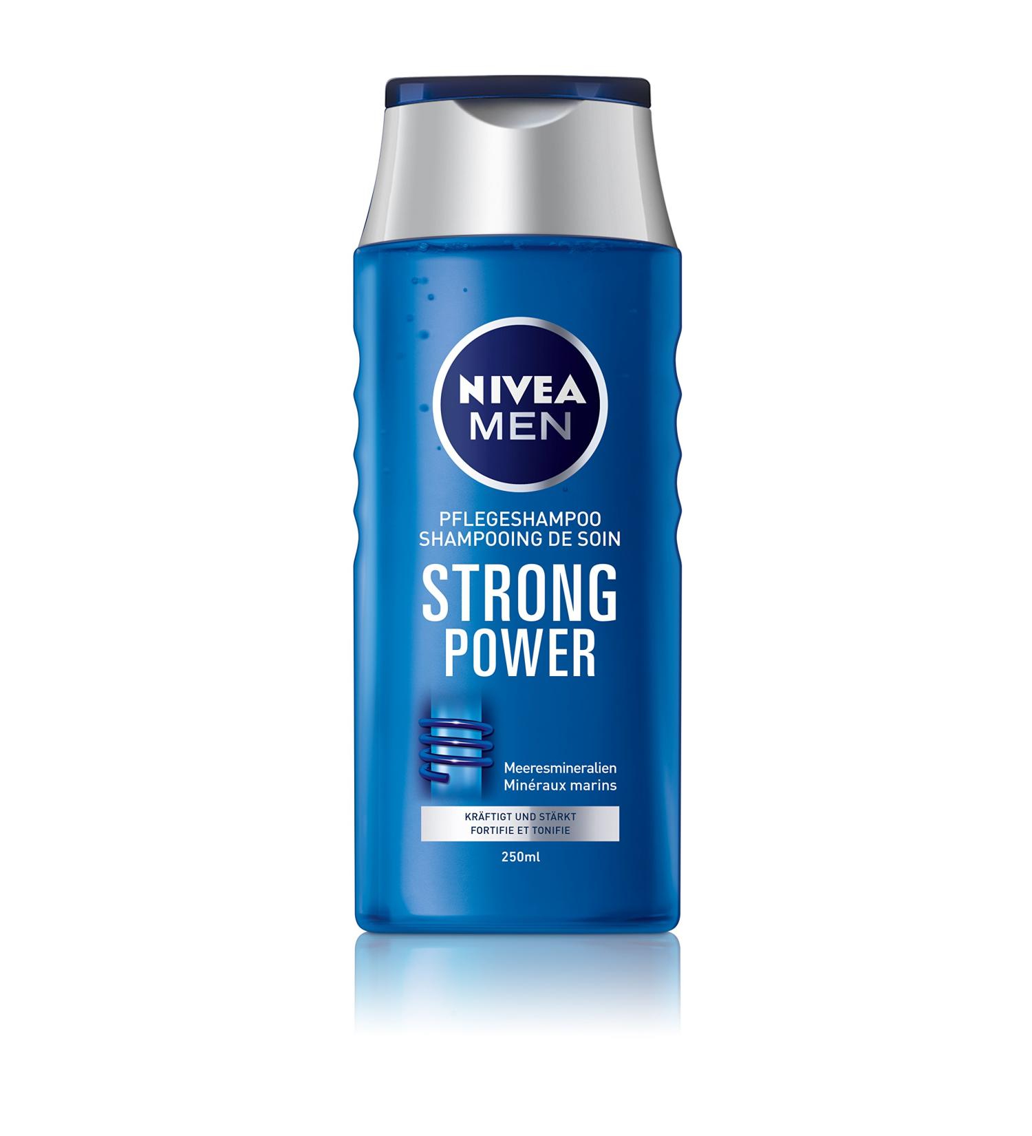 NIVEA MEN NIVEA Men Pack of 4 Men's Care Shampoos - 4 x 250ml Bottles - Strong Power