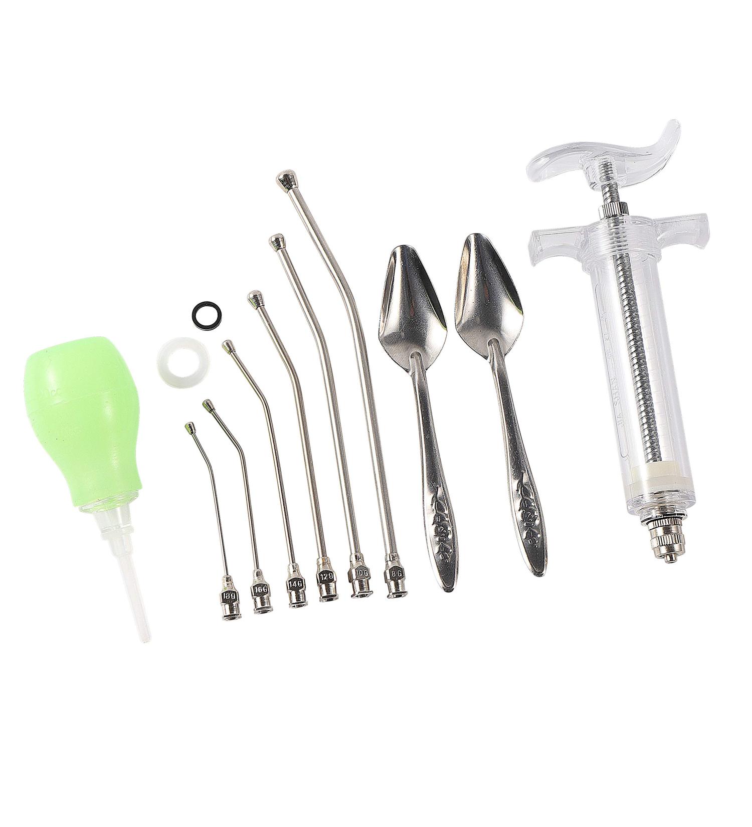 Jinhao Baby Bird Parrot Feeding Syringe Set - 20ml & 50ml 6 Curved Gavage Tubes & Stainless Steel Spoon | International Shipping - Buy Online on GoSupps.com