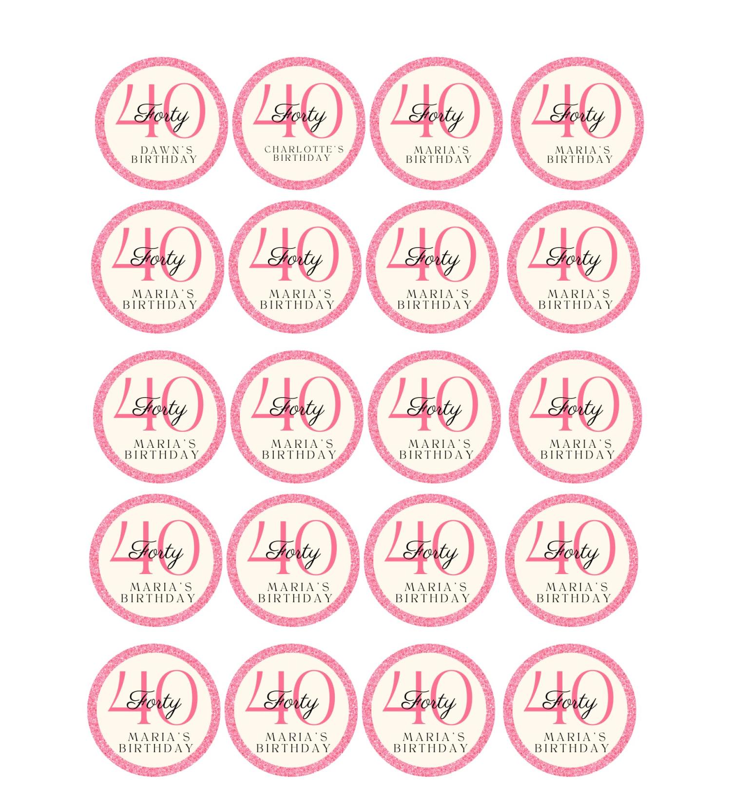 edible 20 x ANY AGE Birthday pink cupcake toppers PERSONALISED uncut - 16th/18th/21st/30th/40th/50th/60th 70th/80th (wafer paper) Rice Paper