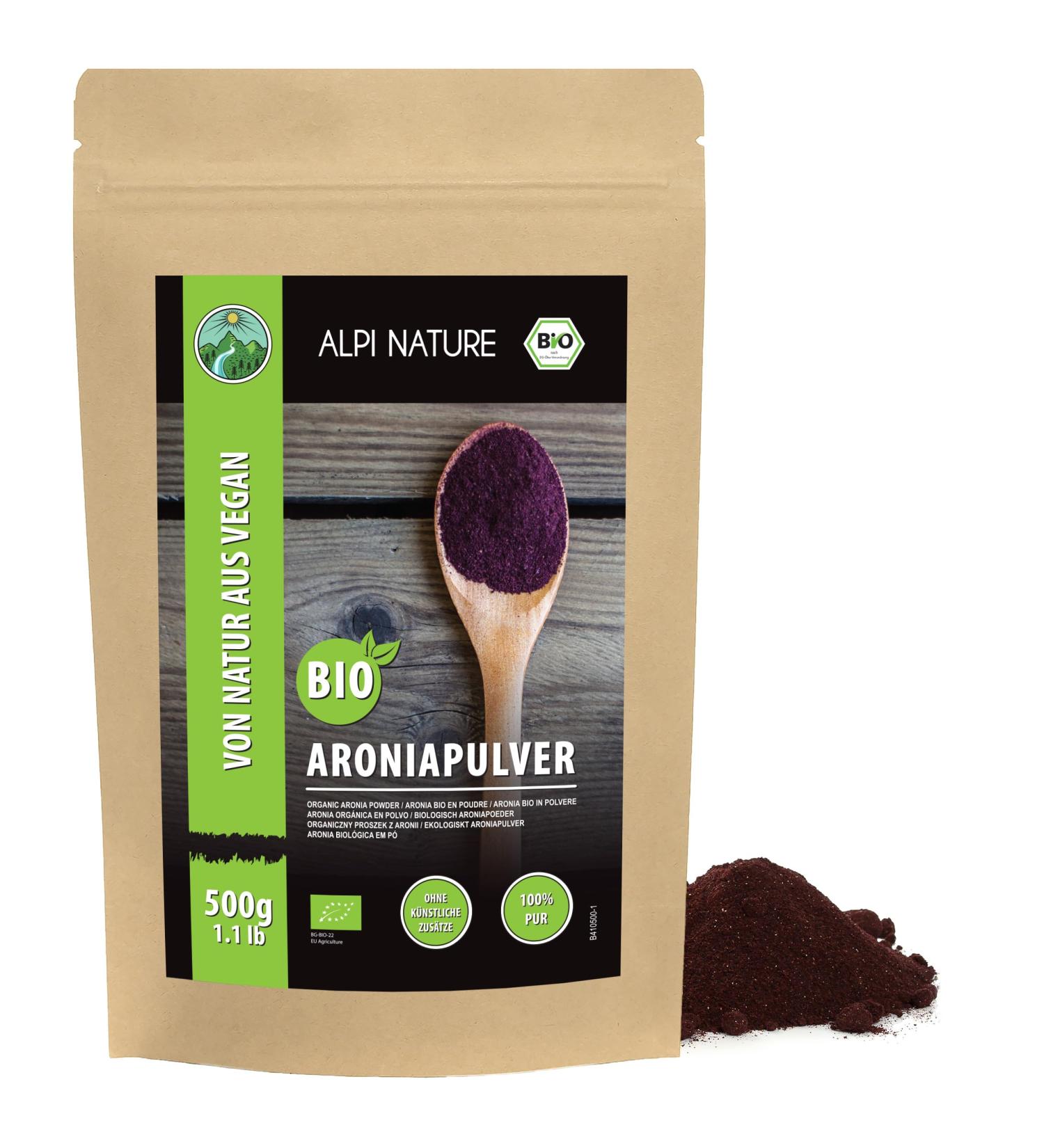 Alpi Investment OOD Organic aronia powder ground aronia from organic farming laboratorytested aronia powder vegan 100 pure softly ground natural without additives 500 GR - Buy Online on GoSupps.com