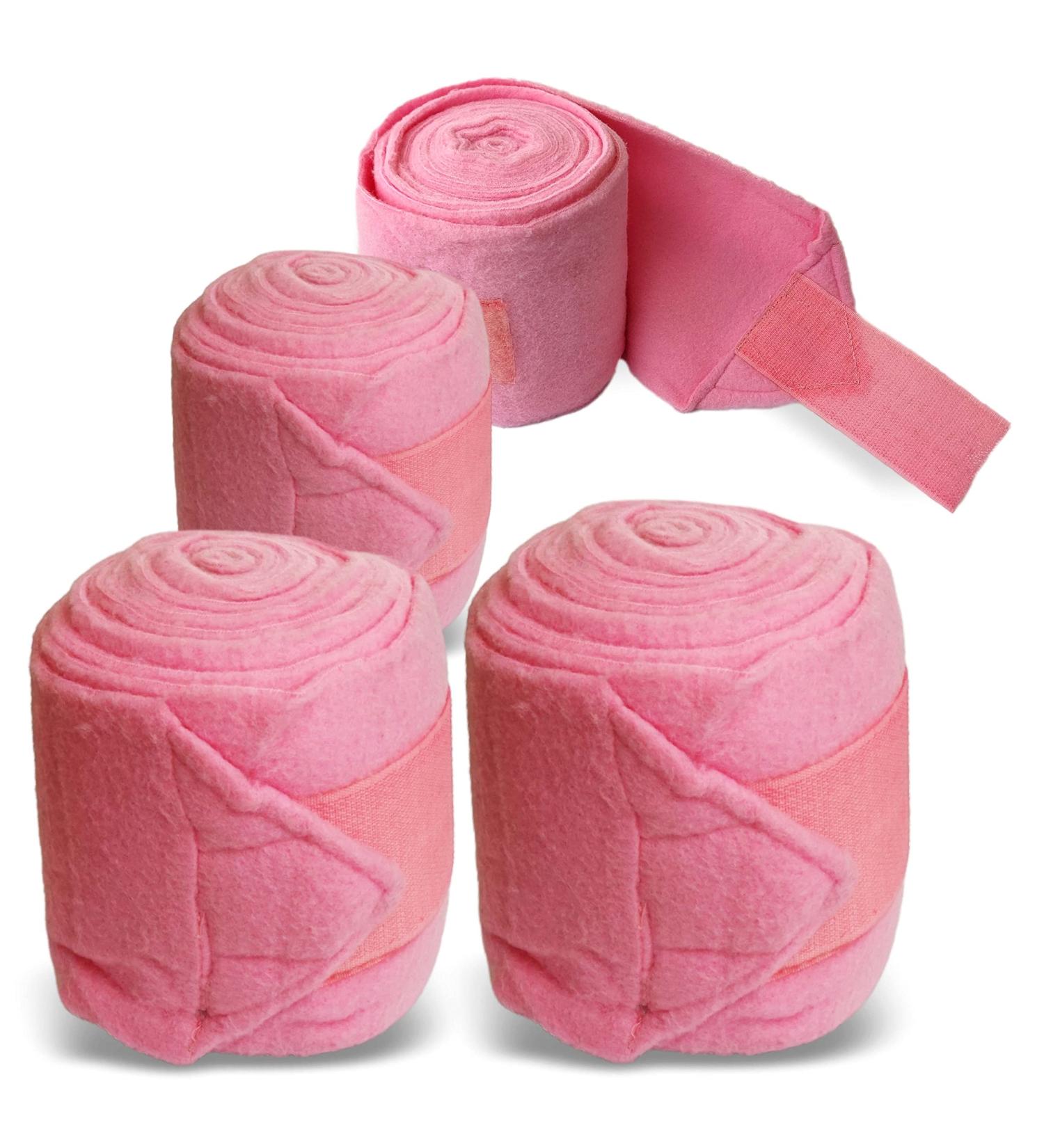 Fleece Horse Bandages with Velcro Fastener - 4 Set in Pink for Ponies | Practical Storage Bag Included - Shop Now! - Buy Online on GoSupps.com