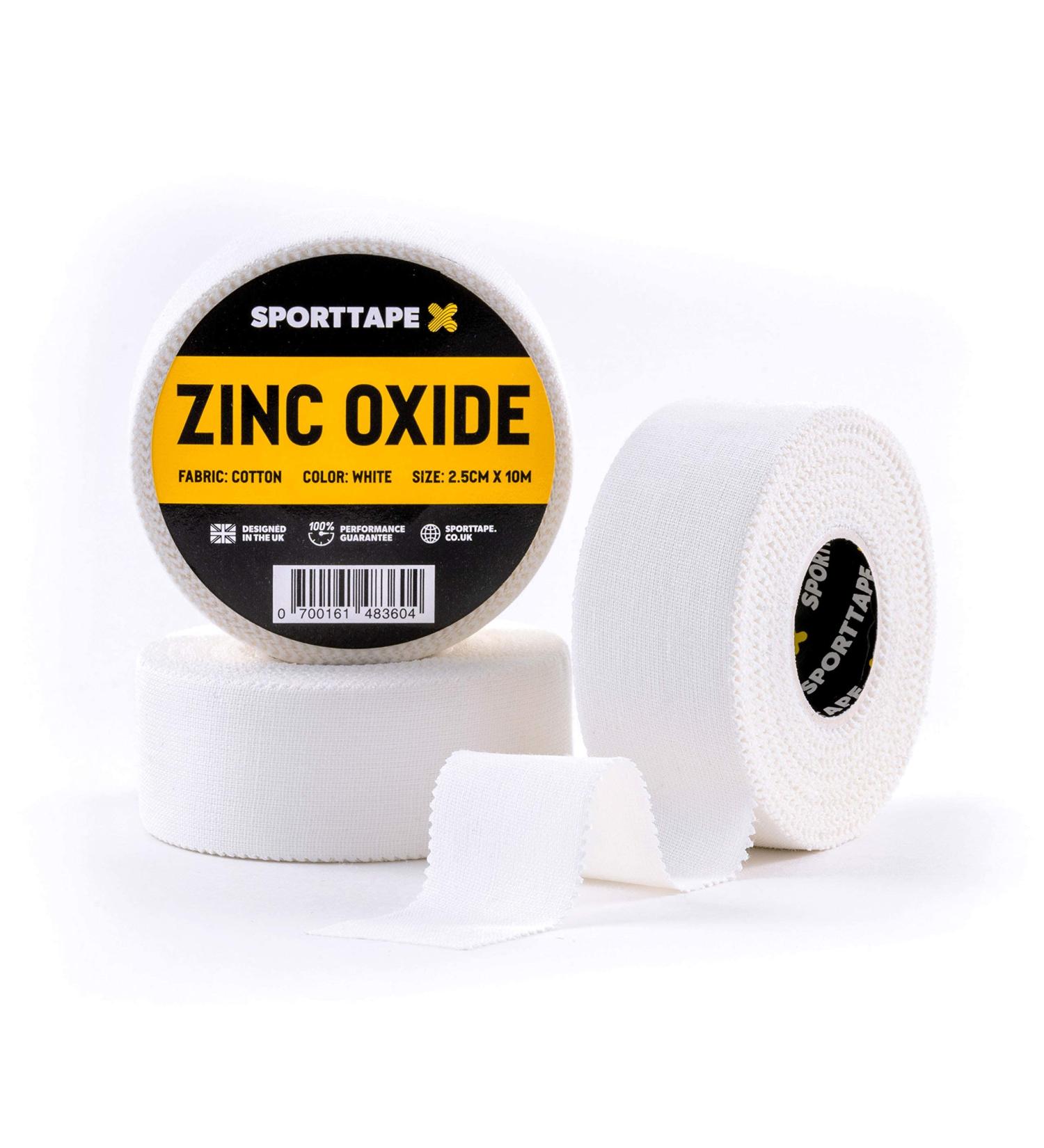 SPORTTAPE Zinc Oxide Tape - 2.5cm x 10m, 3 Rolls - Wrist & Finger Tape for Boxing, Rugby, Football, Volleyball & Golf - Buy Online on GoSupps.com