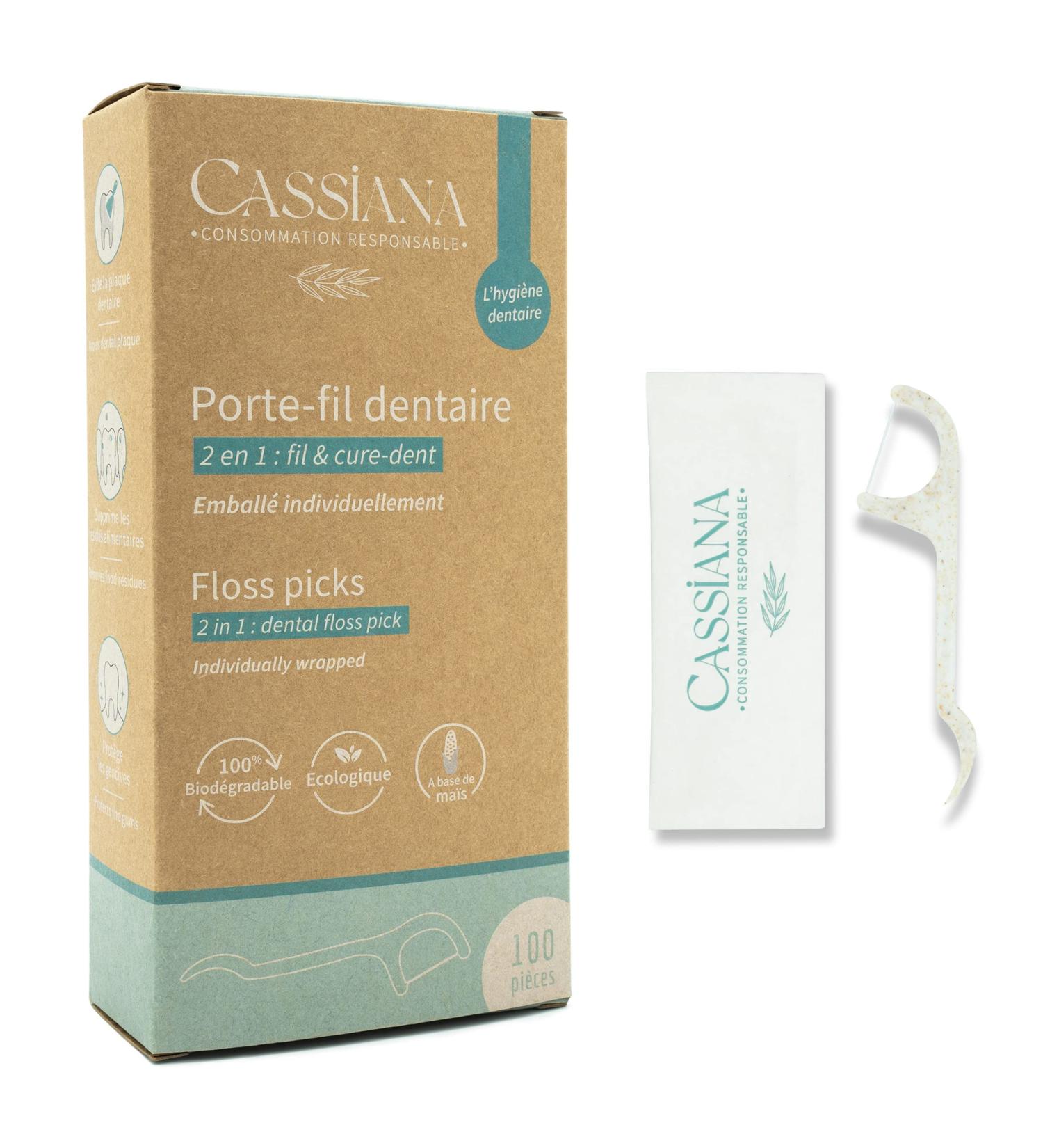 Cassiana Dental Holder with Toothpick - Biodegradable Travel Pack 100 Individual Bags for Easy Interdental Cleaning - Buy Online on GoSupps.com
