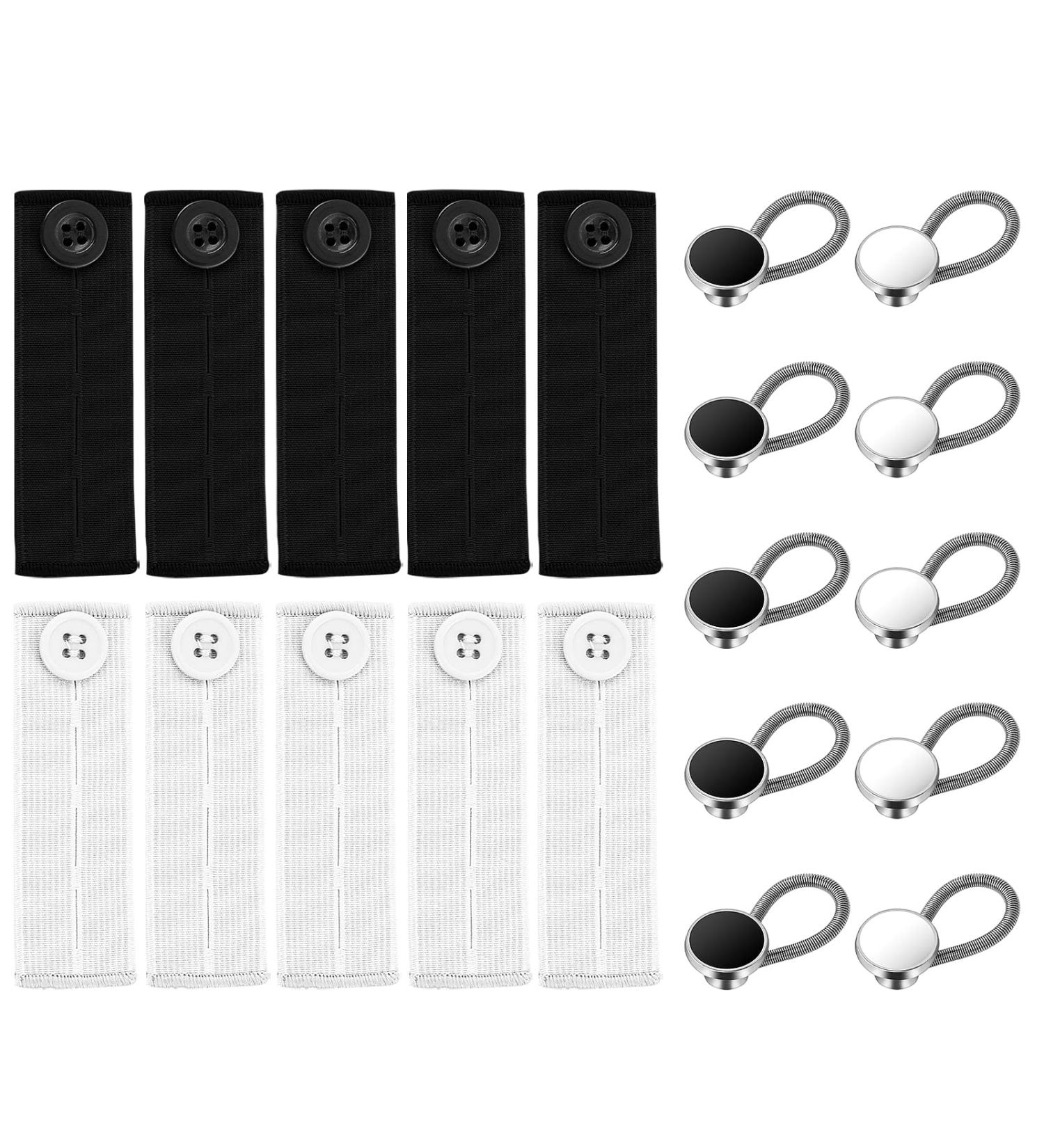 Prasacco 20-Piece Extender Button Set: Includes 10 Elastic Waistband & 10 Collar Extenders for Men and Women - Adjustable Extensions for Pants and Shirts - Buy Online on GoSupps.com
