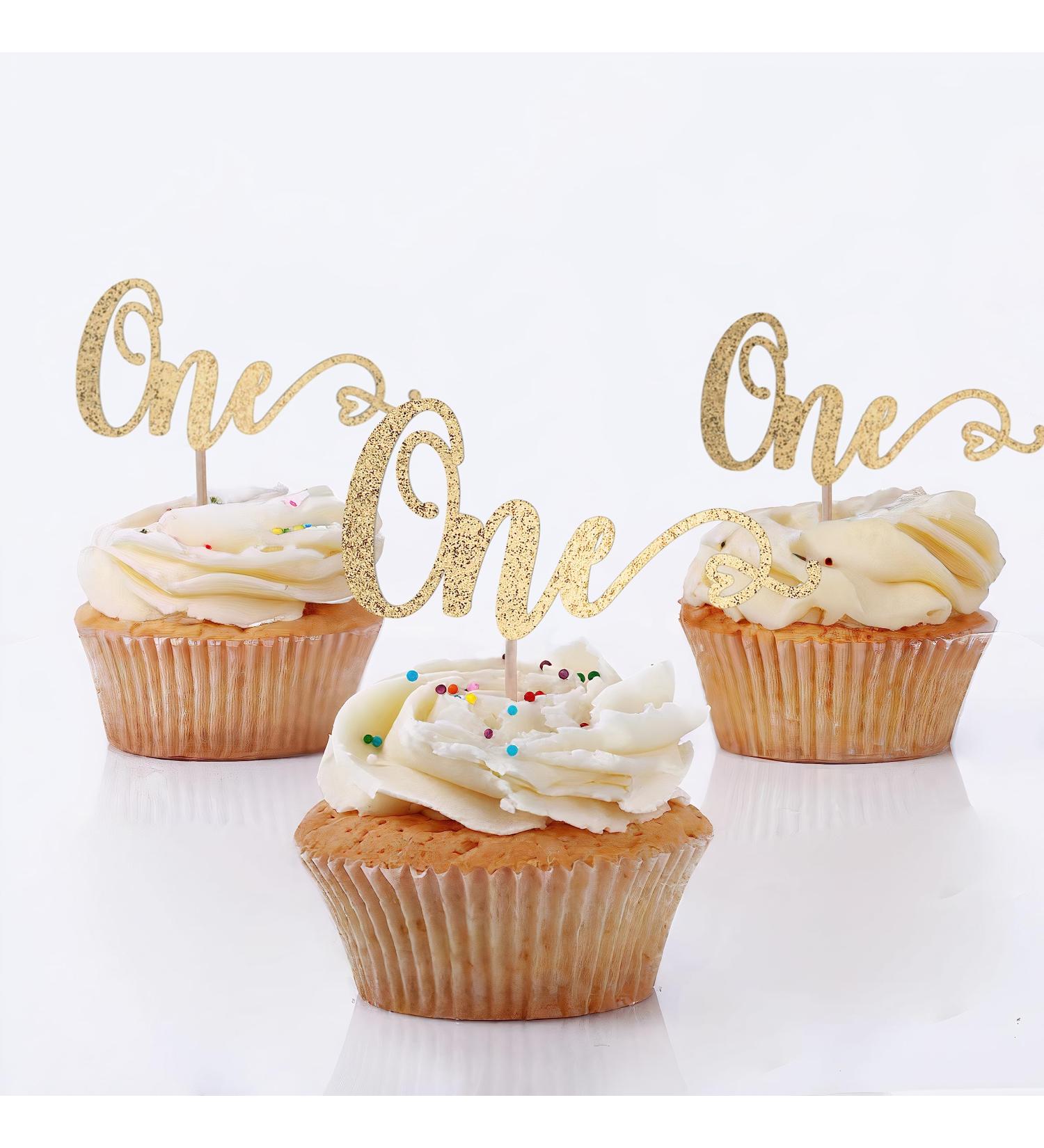 XOXOKristin 18 PCS Gold Glitter One Cupcake Topper for Baby First Birthday Party 1st Birthday Cake Toppers for Girl and Boy Cupcake Picks Onederful Cake Topper First Birthday Cupcake Decorations - Buy Online on GoSupps.com
