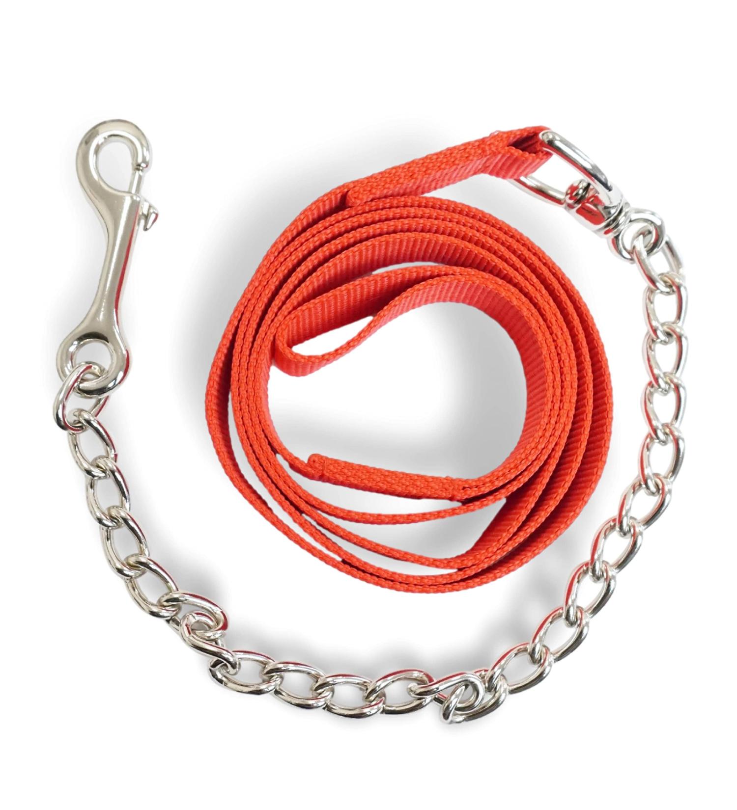 Buy Safe Horse Guide with Iron Chain & Nylon Handle - Perfect for Stallions Dogs Ponies & Donkeys - 2.10m Length (2x Red) - Buy Online on GoSupps.com