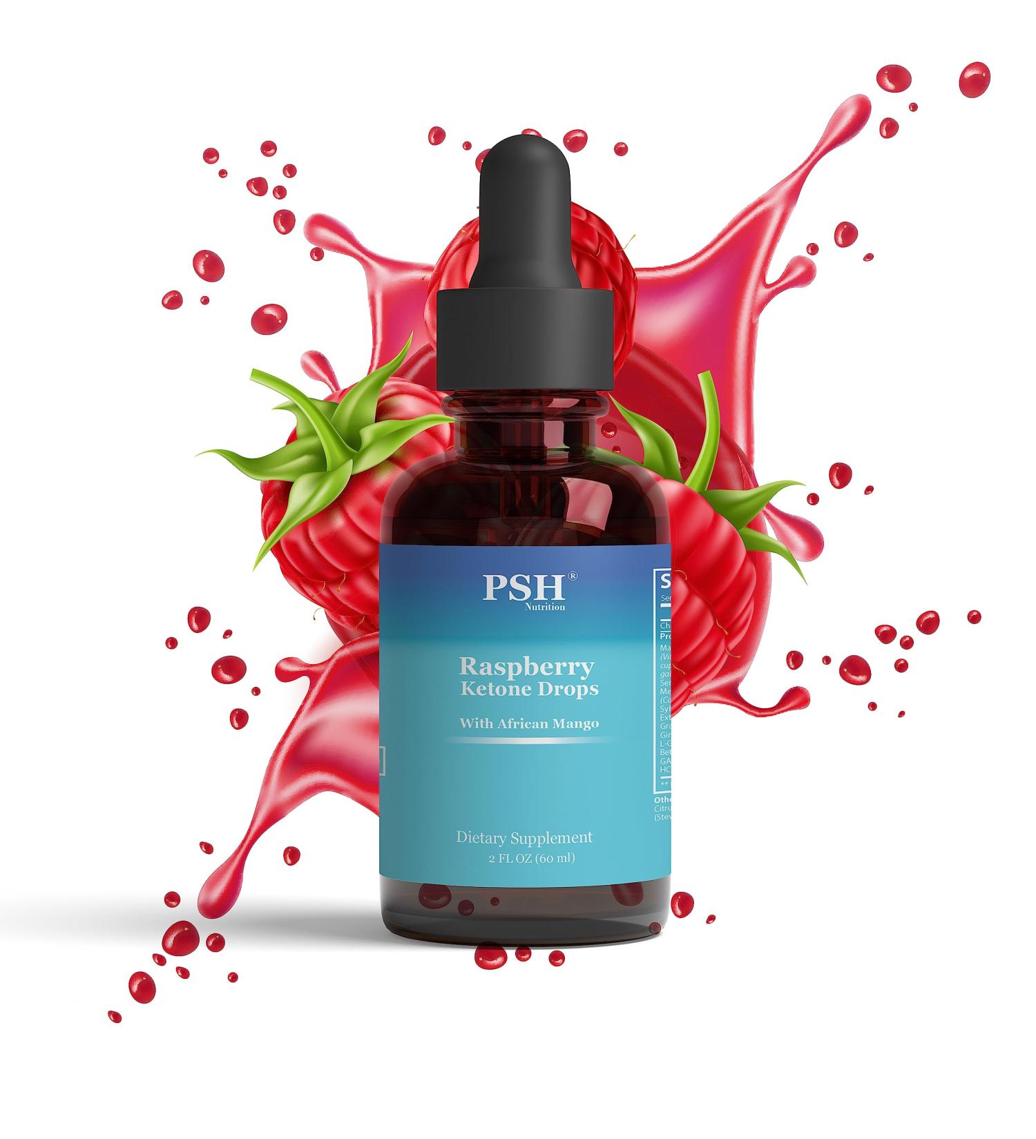 PSH Raspberry Ketone Ultra Drops with African Mango - Advanced Weight Management Support - Natural Fat Burner - 2 fl oz - Buy Online on GoSupps.com