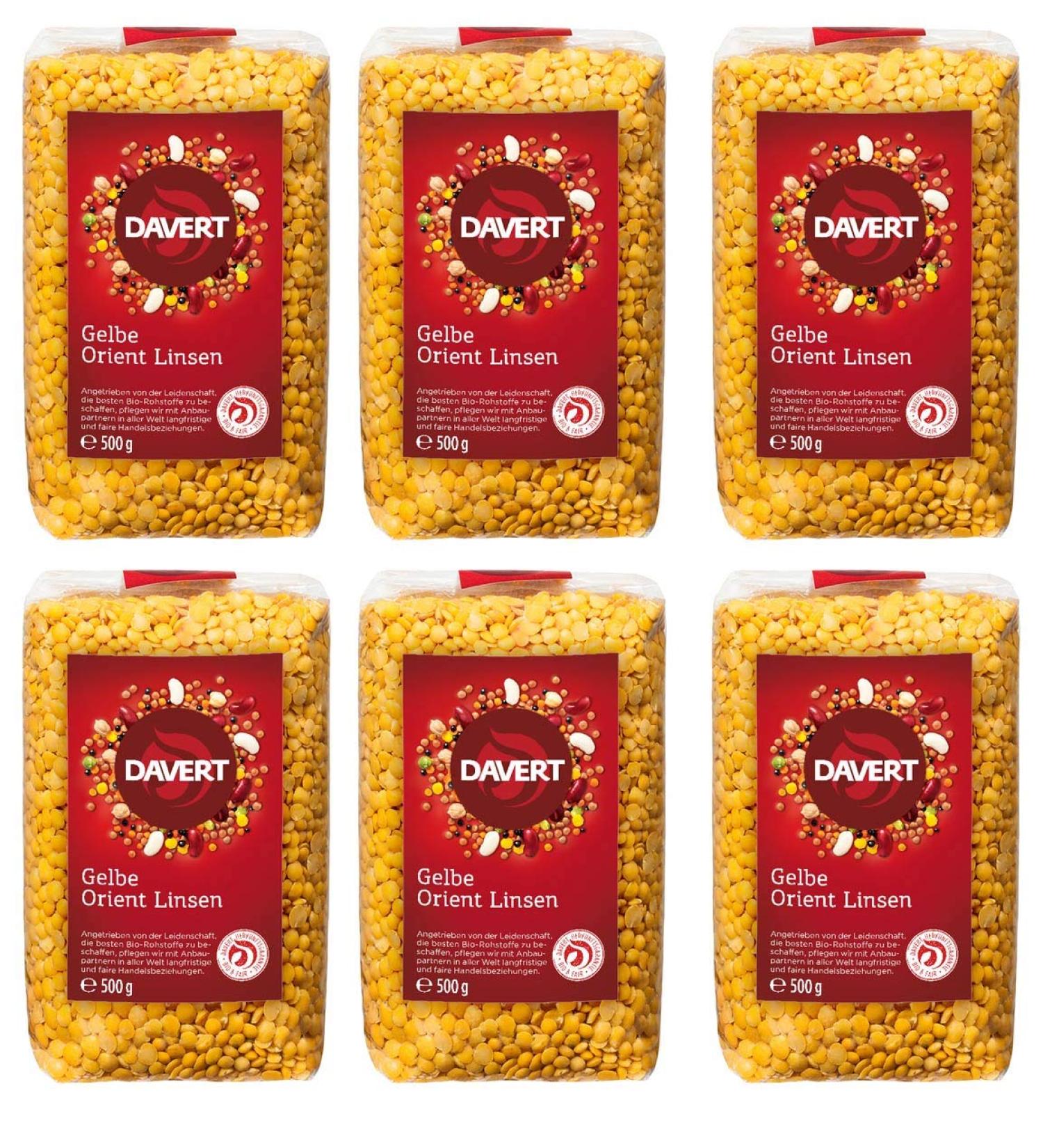 Buy Davert Organic Yellow Orient Lentils - 6 x 500g | International Shipping Available - Healthy & Nutritious Legumes - Buy Online on GoSupps.com