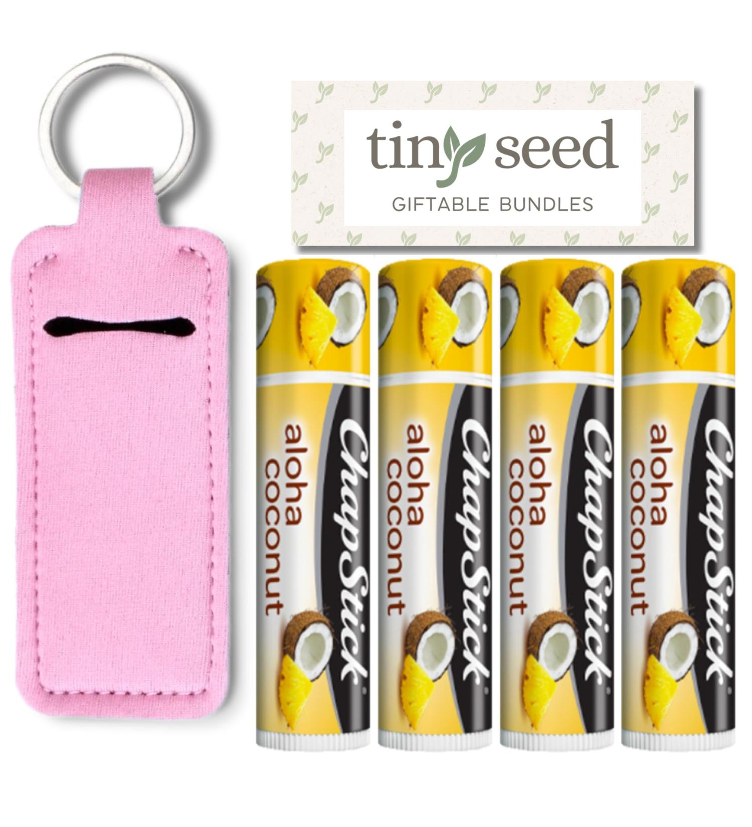 Set of 4 Aloha Coconut Lip Balms + Bonus Keychain | Limited Edition Tropical Paradise Collection | Perfect Gift from Tiny Seed - Buy Online on GoSupps.com