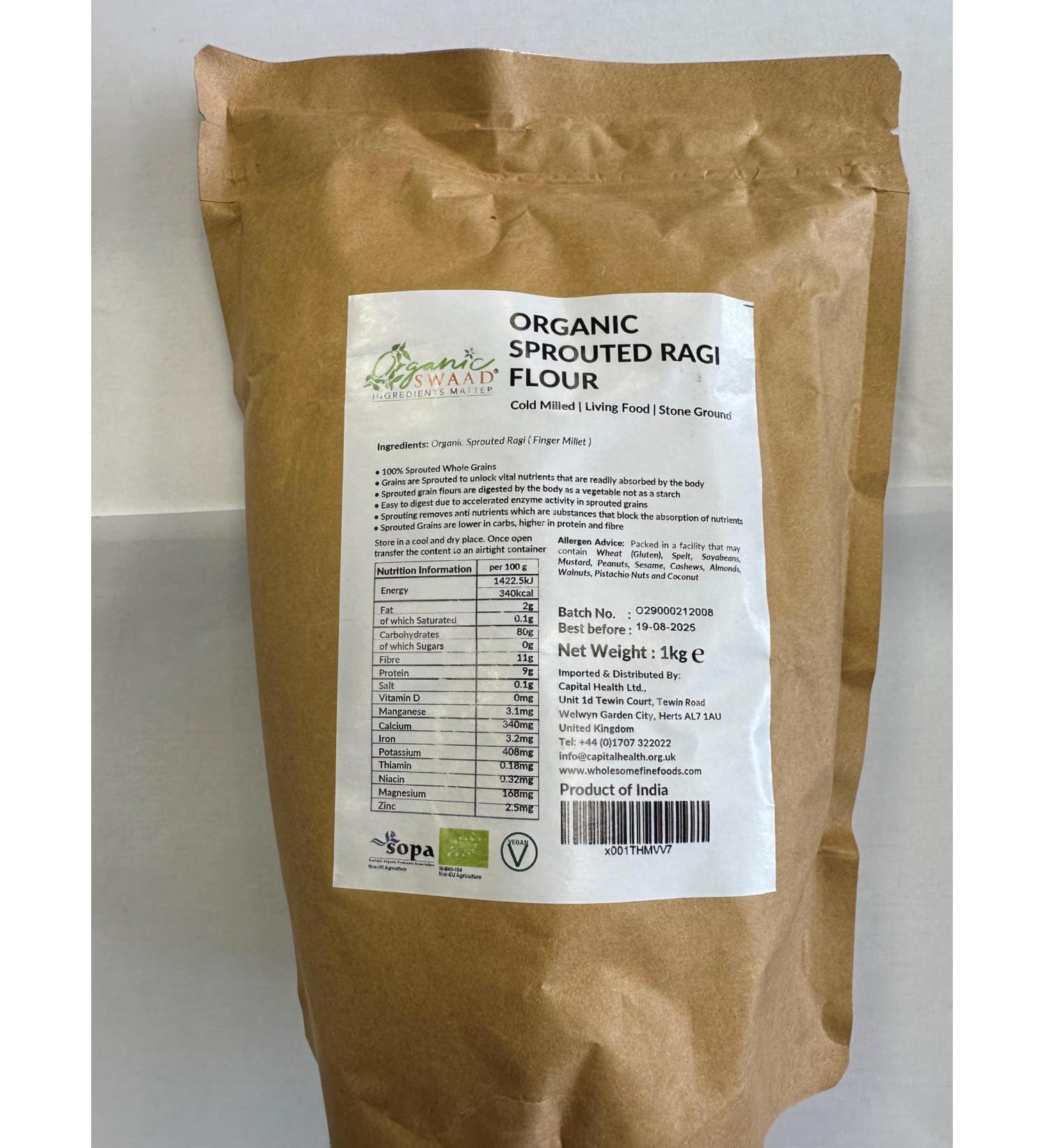 Ancient Grains Organic Sprouted Ragi Flour (Finger Millet) 1kg