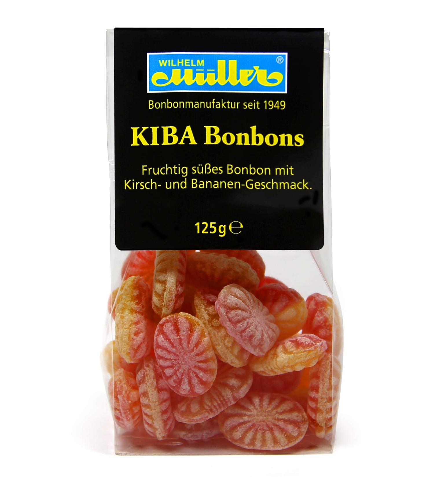 KIBA Bonbons - Fruity sweet candy with cherry and banana flavor (1 bag) Kiba 125 g (1 pack)