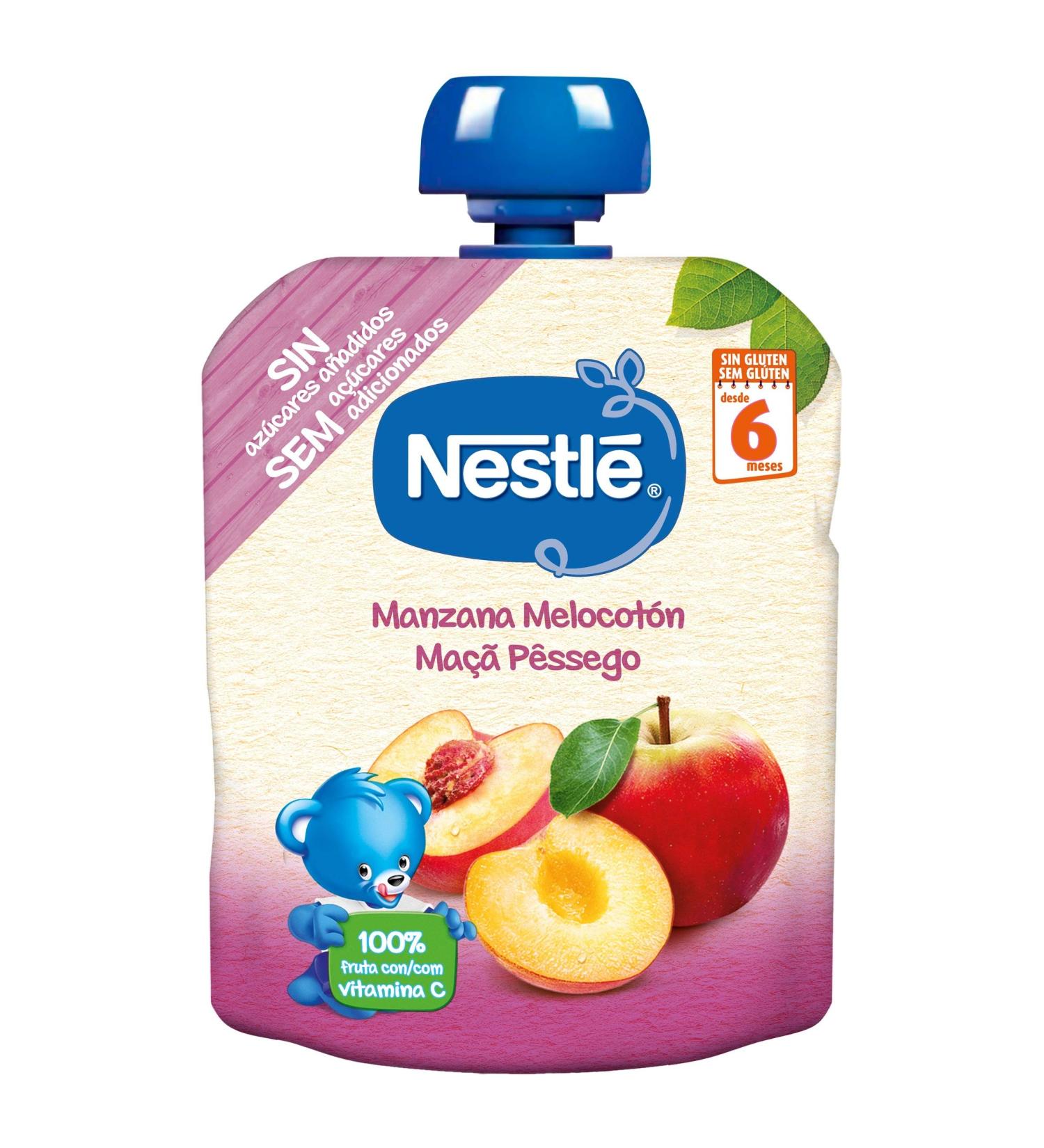 Nestl Nestl Apple Peach Pur Bag 6 Months + 90 g