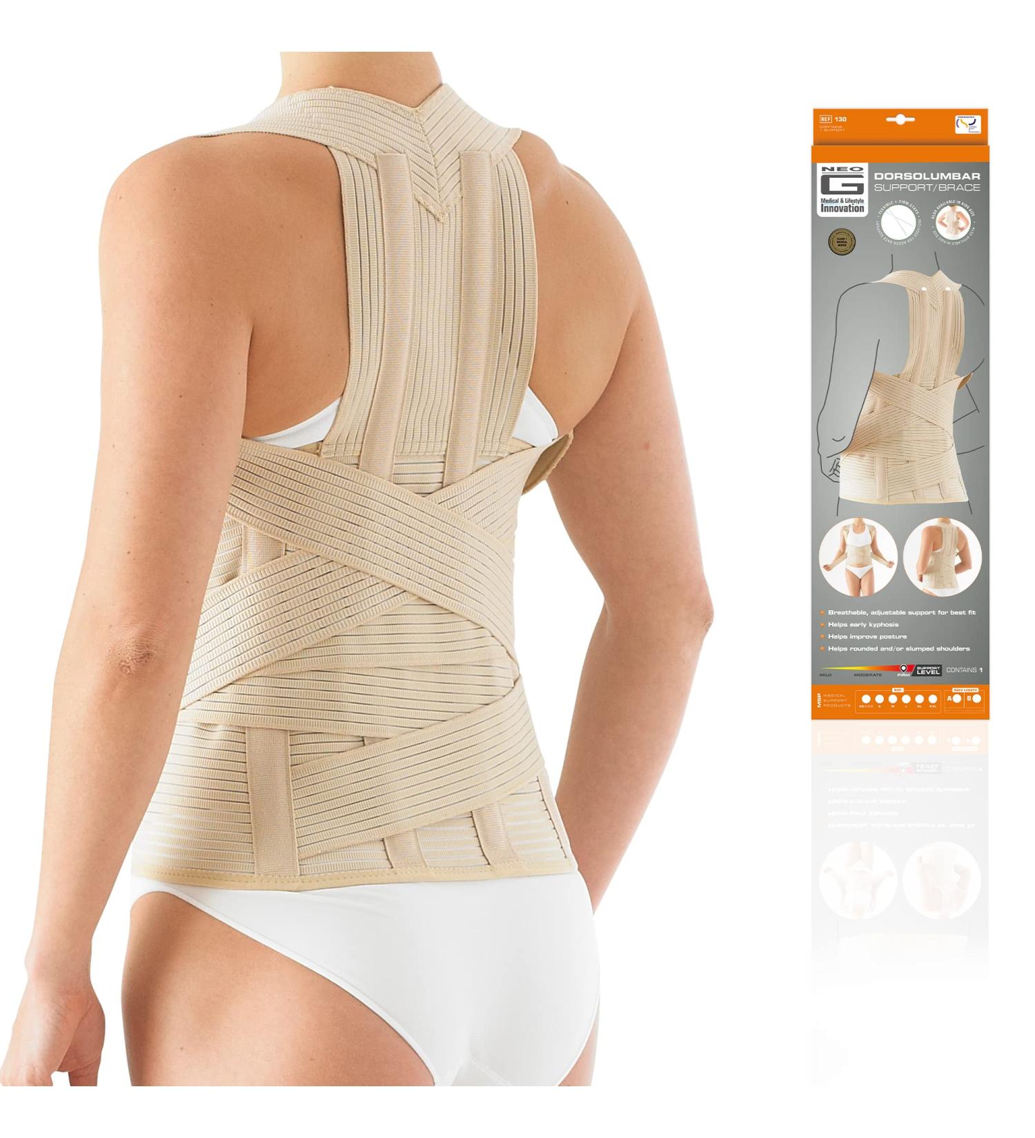 Neo G Dorsolumbar Support Brace Adjustable Back Support for Kyphosis Rounded Shoulders & Lumbar Pain Relief Class 1 Medical Device Small Size (23.6-27.6 In - Buy Online on GoSupps.com