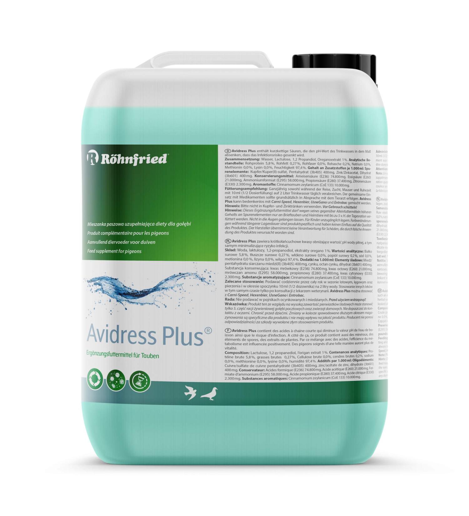 R hnfried Avidress Plus 5000 ml - Protect Pigeons & Rabbits | Mineral & Herbal Water Treatment | Lower Infection Risk - Buy Online on GoSupps.com