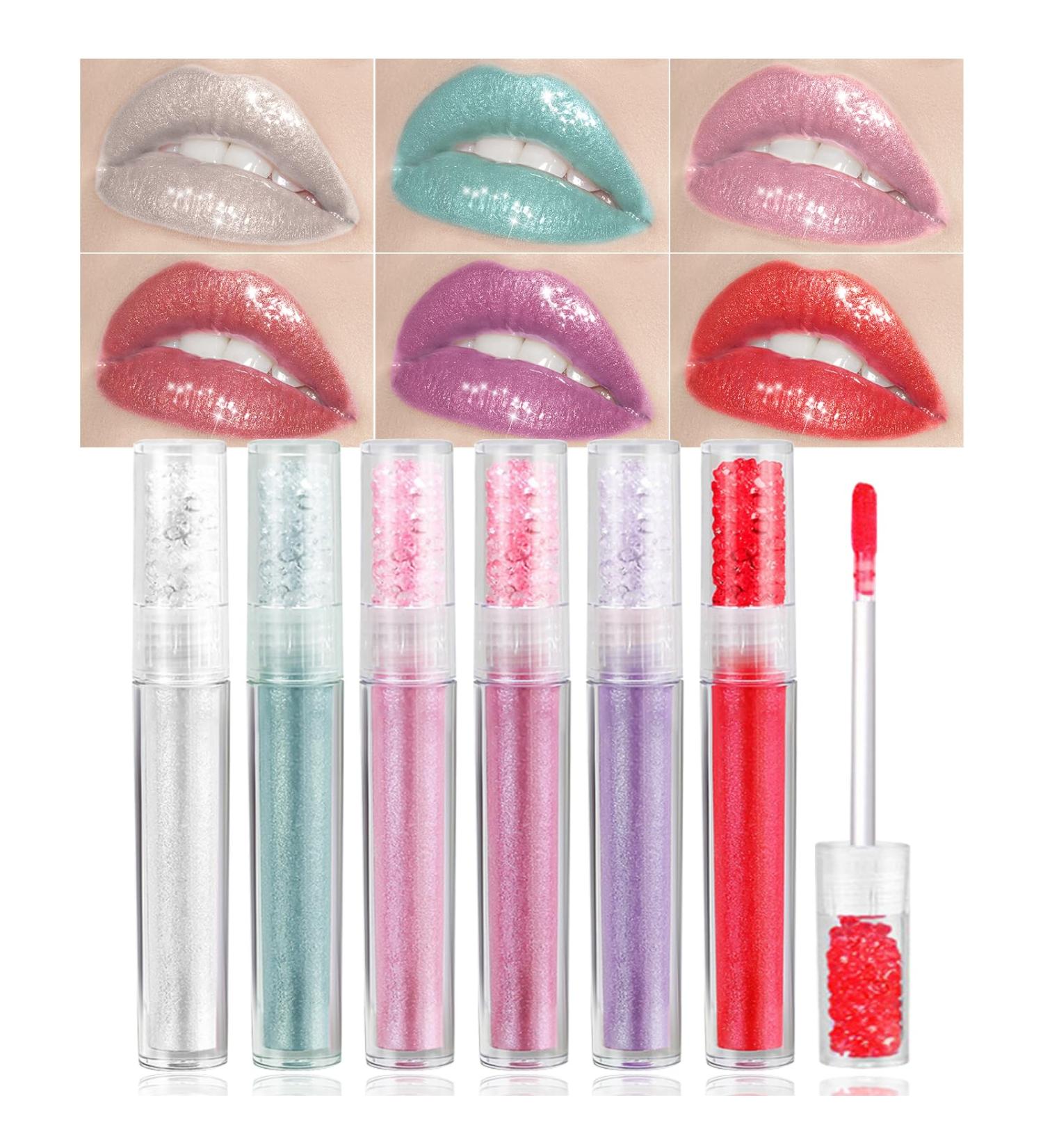 Lucoss 6 Colors Glitter Liquid Lipsticks Gift Set Waterproof Moisturizing Metallic Lip Gloss for Women & Girls Shimmering Glitter Finish - Buy Online on GoSupps.com
