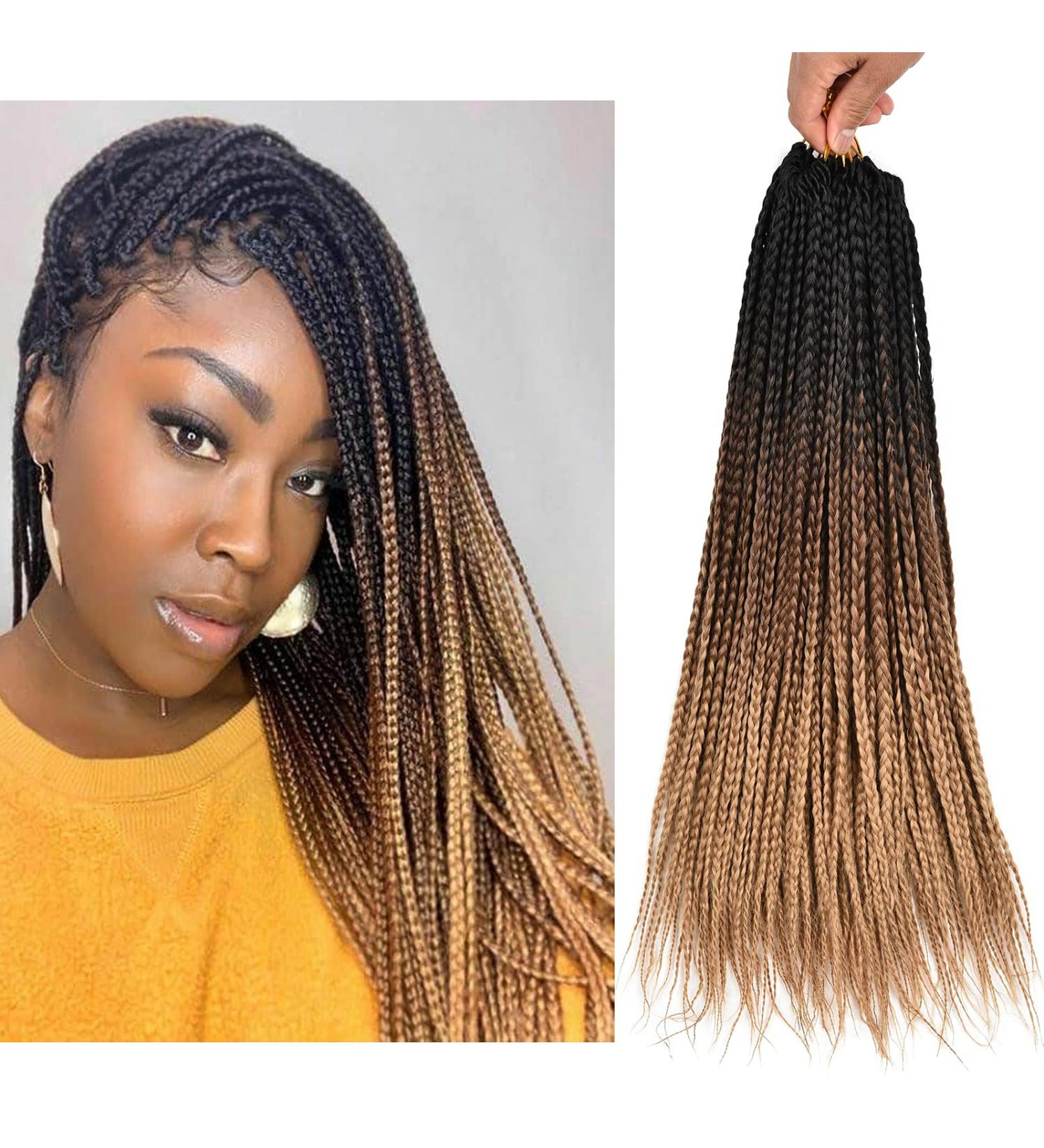 TOMO Handmade Goddess Box Braids - 7 Packs of 22 Strands/Pack (18 inch) T1B/30/27 Ombre Synthetic Hair Extensions - Buy Online on GoSupps.com