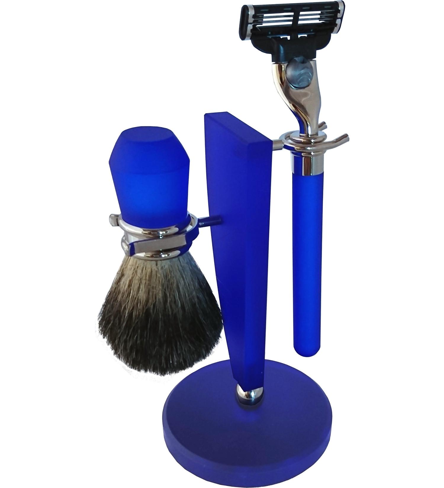 Hans Baier Exclusive shaving set blue - real badger hair