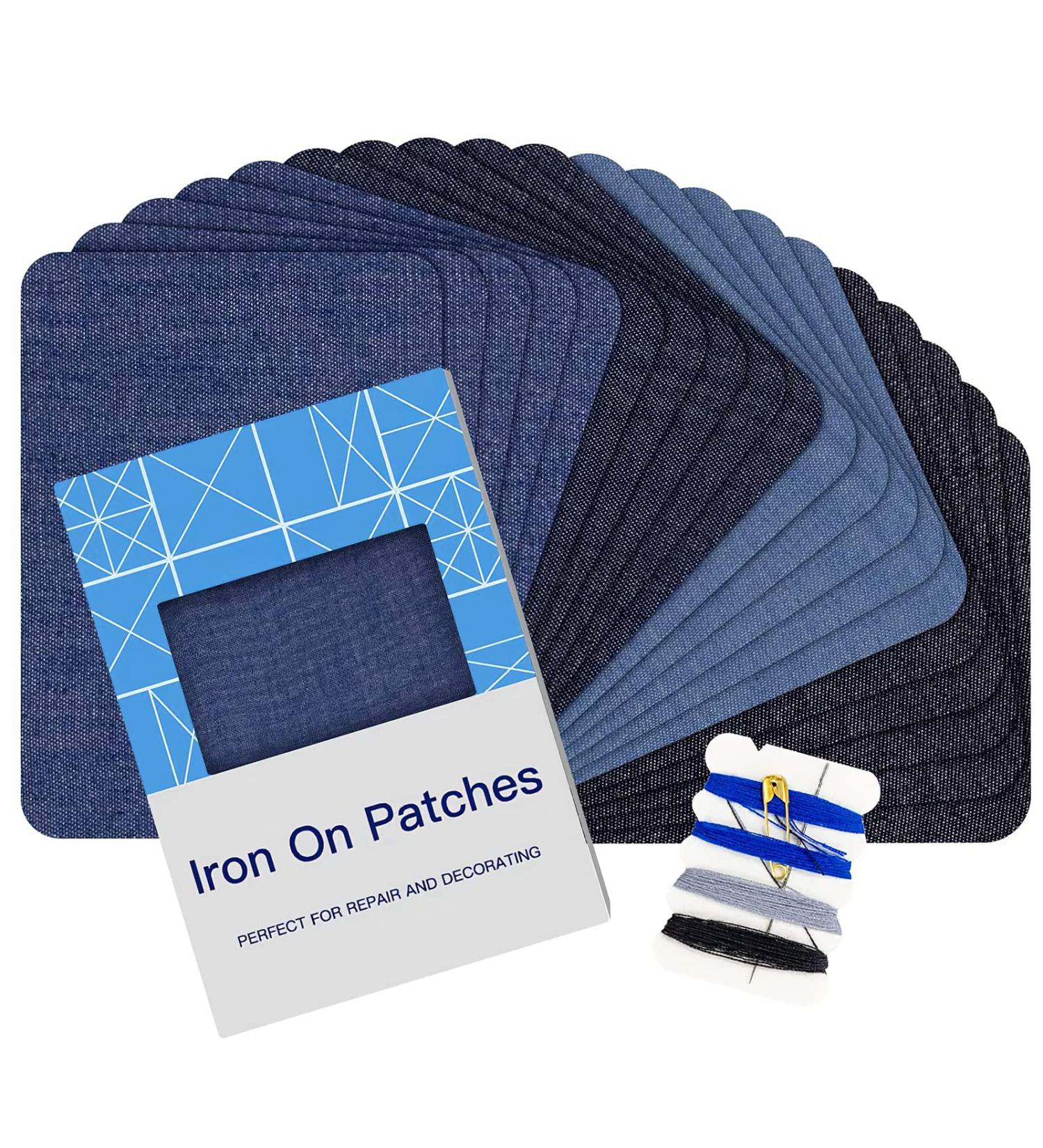 20PCS Denim Iron on Patches Kit - 4 Shades of Blue for Clothing & Jeans Repair - Buy Online on GoSupps.com
