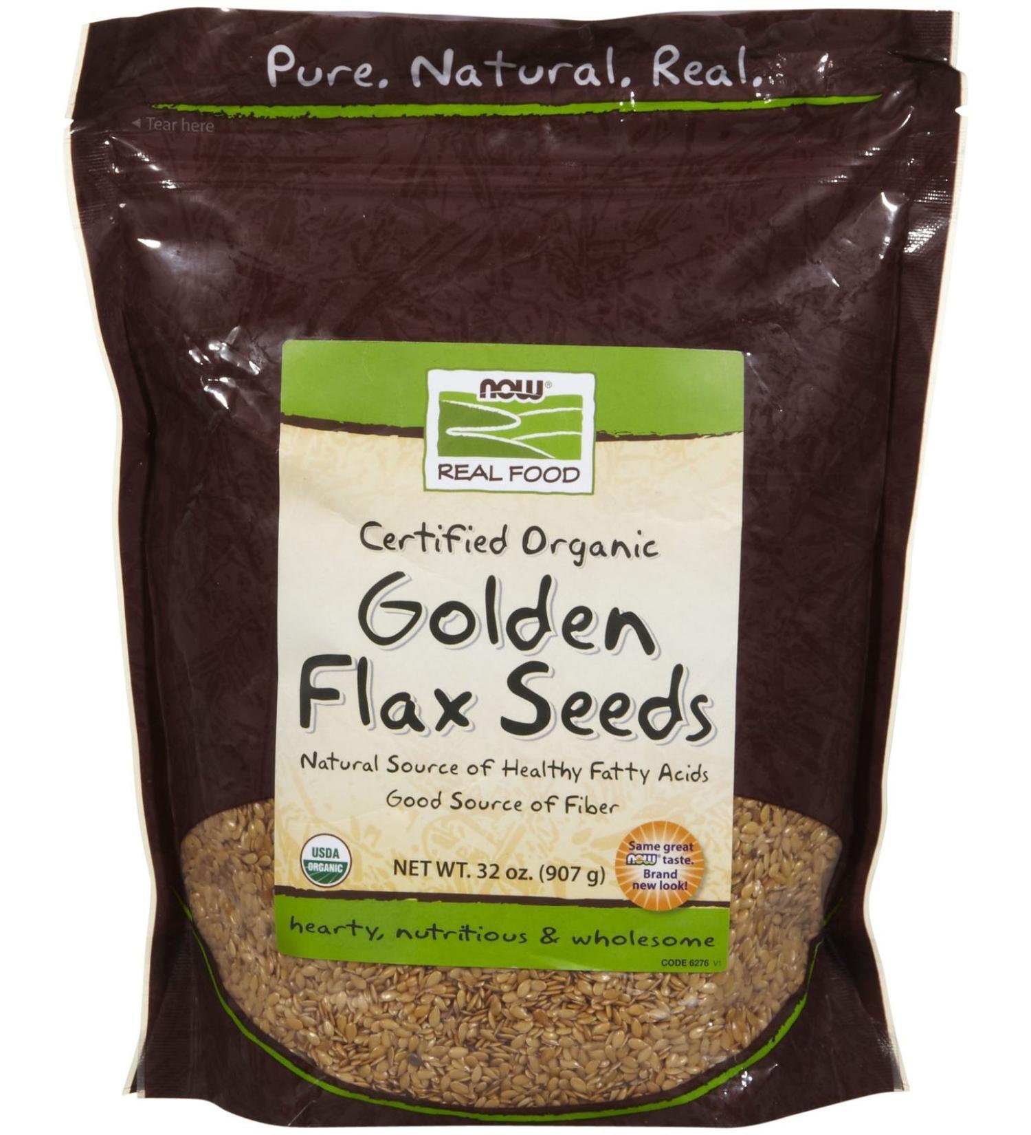 Now Foods Real Food Organic Golden Flax Seeds 32 oz (907 g)