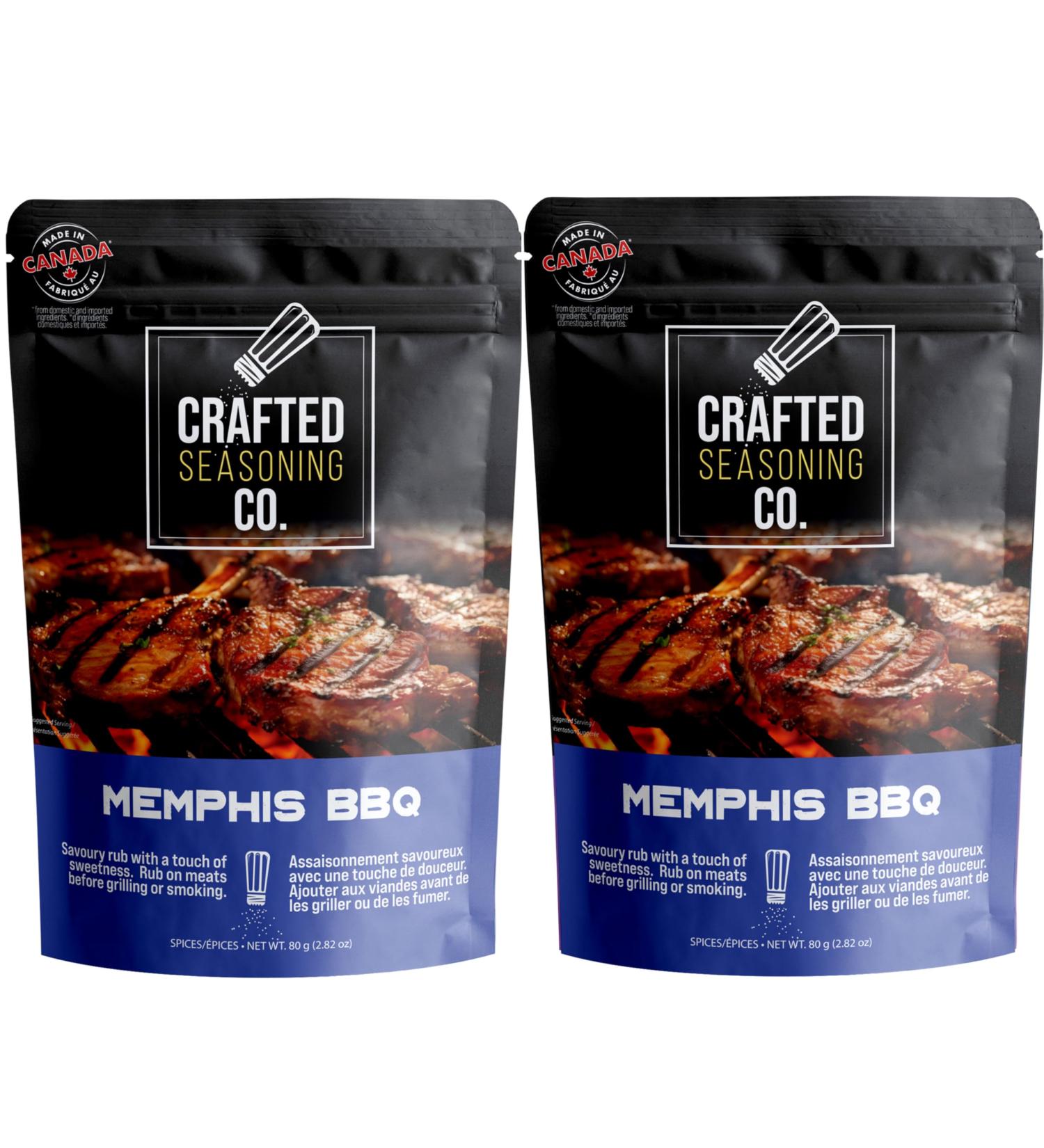 Crafted Seasonings - Memphis BBQ - Savoury Rub with a Touch of Sweetness No MSG & Non-GMO 2 Pack Memphis BBQ 80 g (Pack of 2) - Buy Online on GoSupps.com