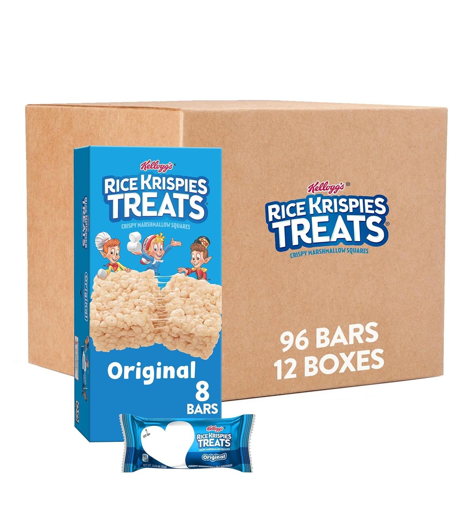Rice Krispies Treats Crispy Marshmallow Squares Kids Snacks Cereal Bars 96 Bar - Pack Of 12 - Buy Online on GoSupps.com