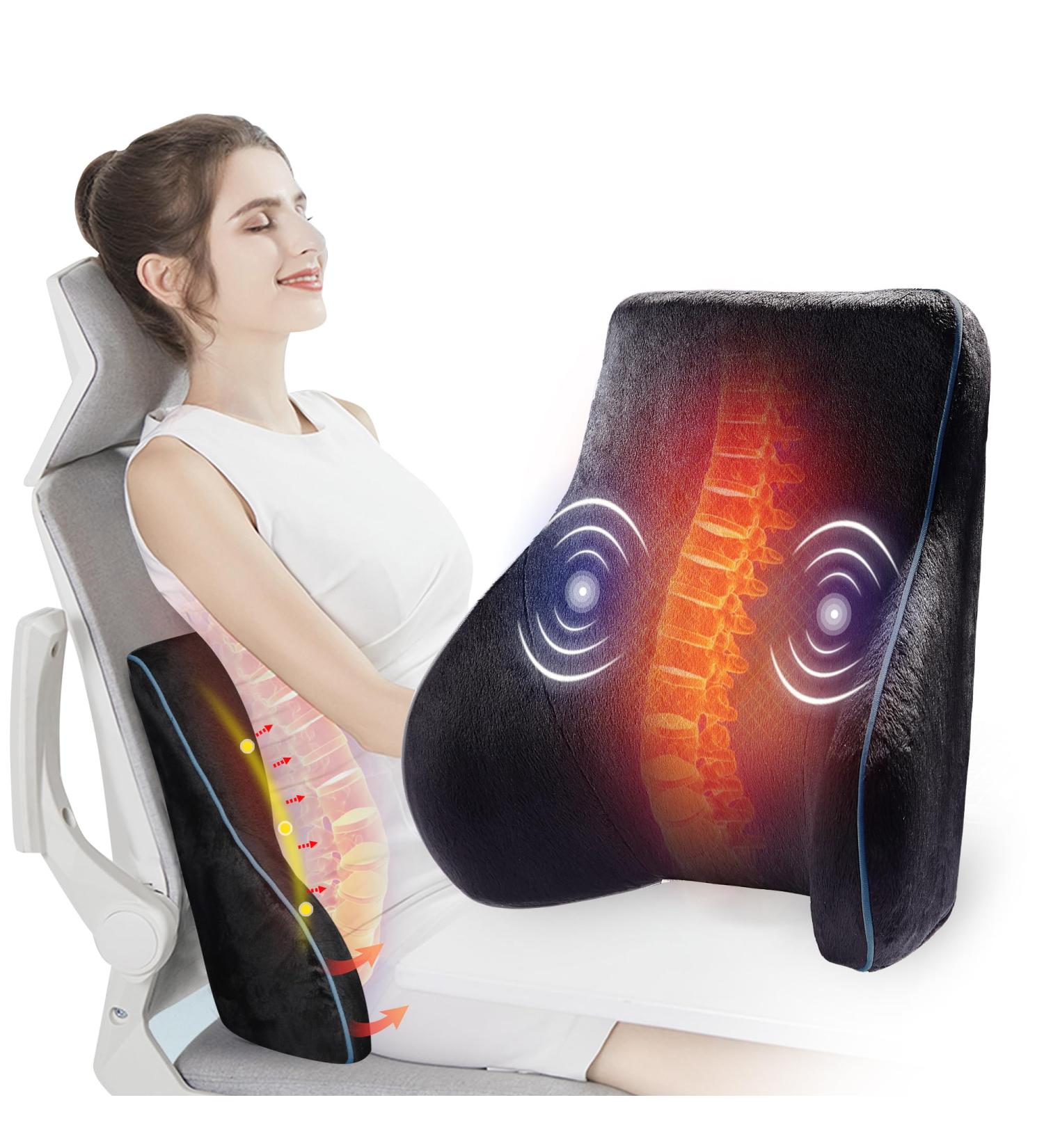 Comfier Massage Pillow for Back Pain Relief - 3 Massage Modes 2 Heat Levels Memory Foam Support for Home & Office - Buy Online on GoSupps.com