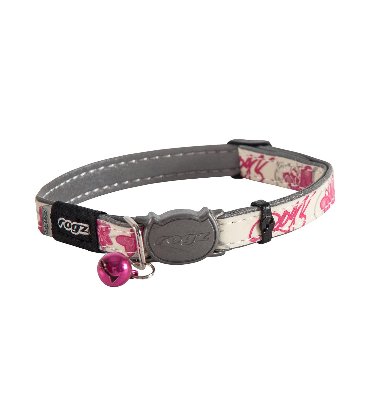 Shop ROGZ CB09-K Reflective Glow-in-the-Dark Cat Collar - White/Pink Size S | International Shipping Available - Buy Online on GoSupps.com