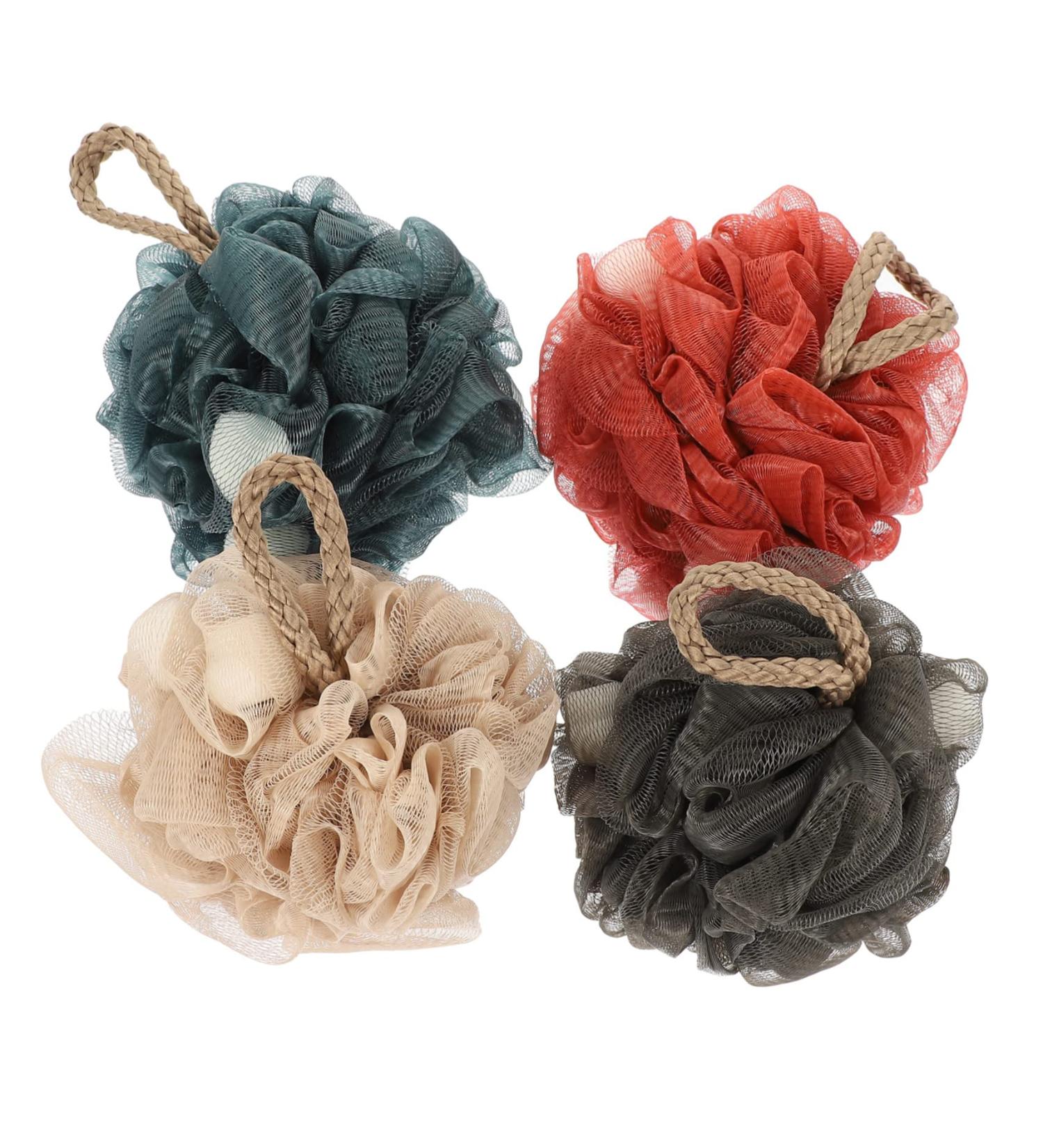 Healeved 4pcs Bath Scrub Ball | Body Scrubber Brush & Loofah Sponge Set | Shower Cleaning Accessories - Buy Online on GoSupps.com
