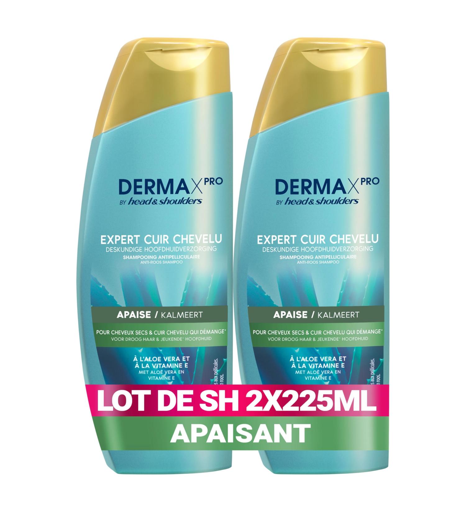 Head & Shoulders DERMAxPRO by Head & Shoulders APAISE Soothing Anti-Dandruff Shampoo For Dry Hair and Itchy Scalp With Aloe Vera and Vitamin E 2x225 ml - Buy Online on GoSupps.com