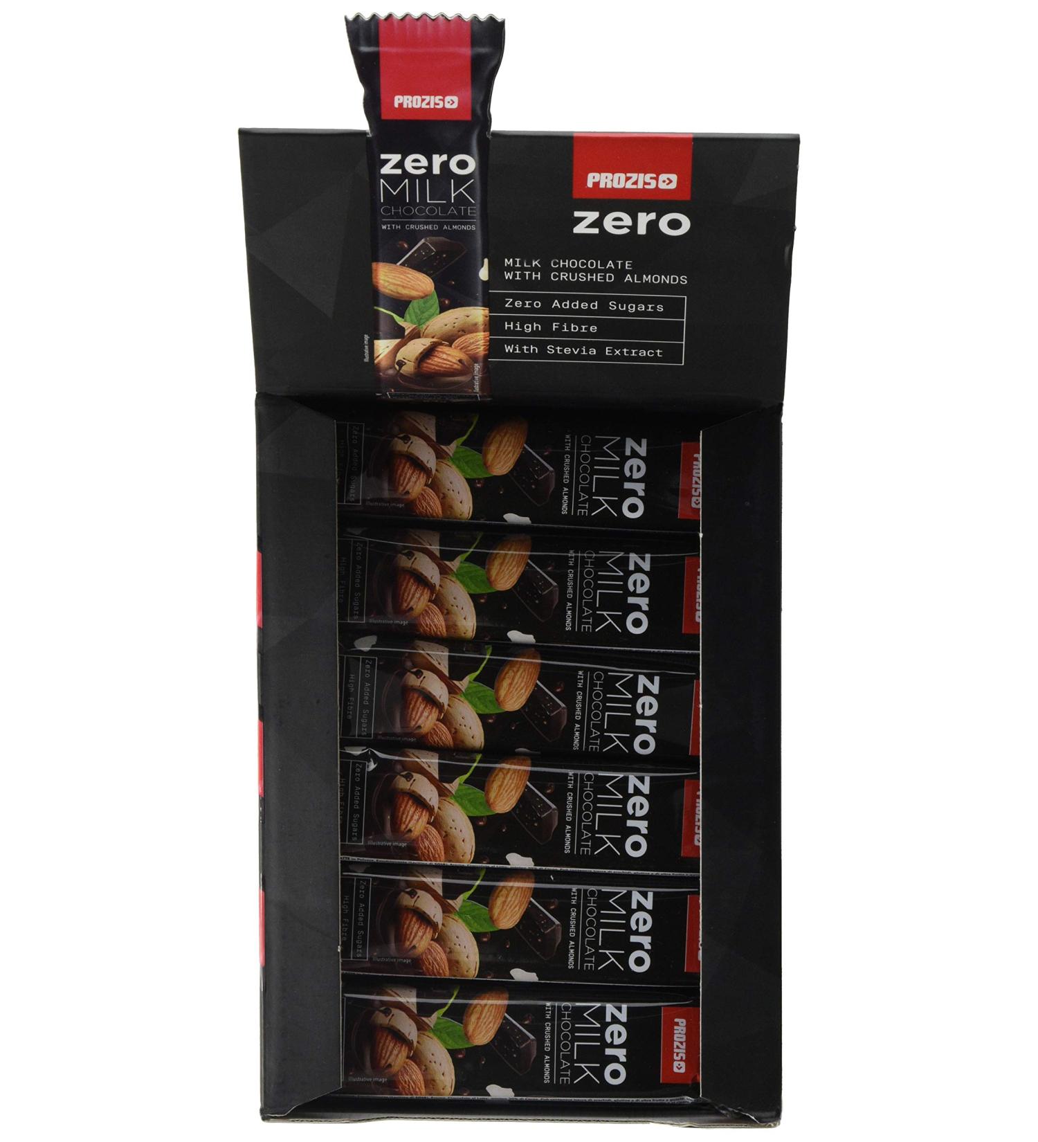 Prozis 24 x Zero Milk Chocolate with Almonds 27 g - Buy Online on GoSupps.com
