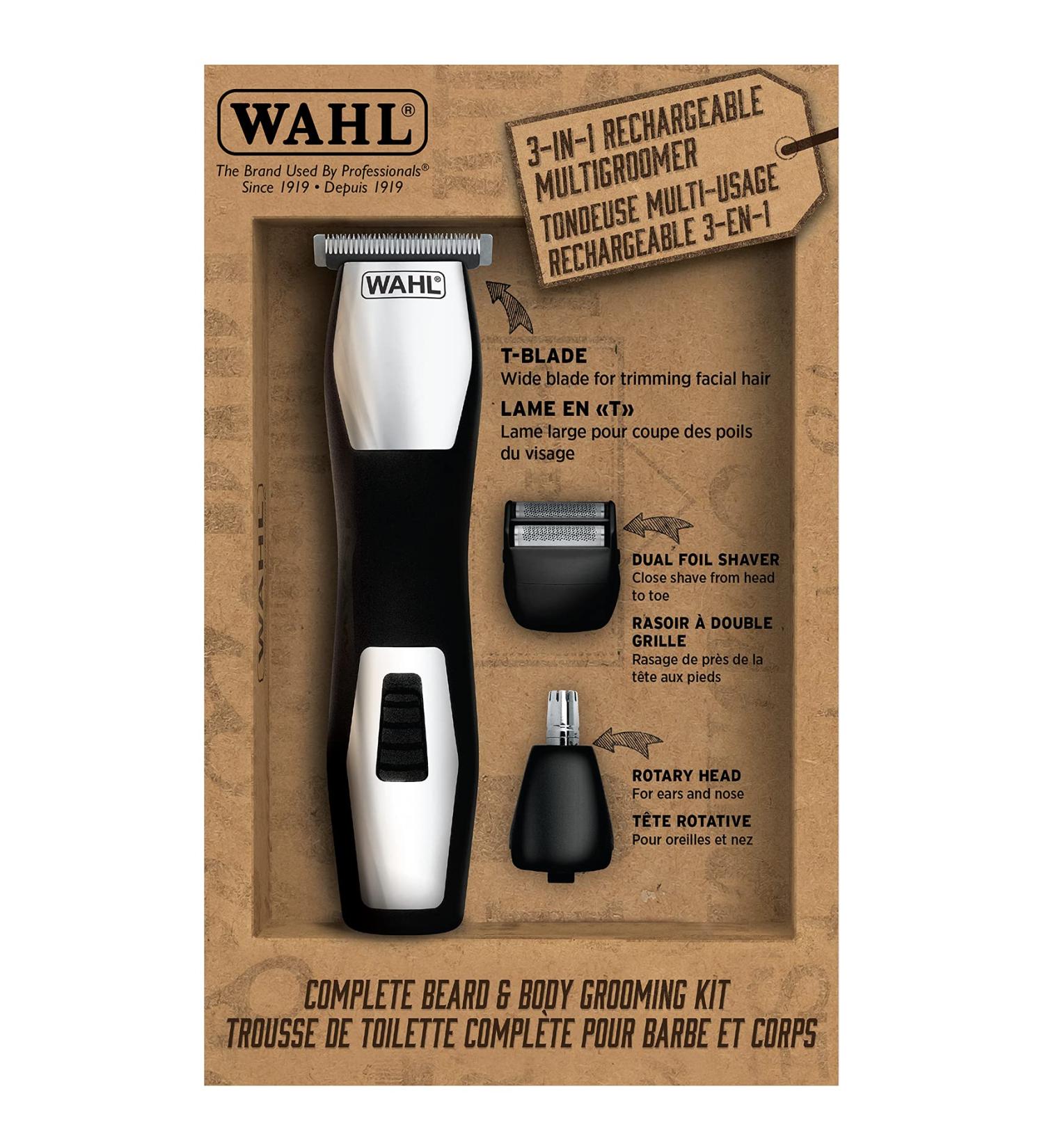 Wahl Canada Complete Beard & Body Grooming Kit - 3-in-1 Rechargeable Trimmer with T-Blade Guides | Men's Grooming - Model 3286 - Buy Online on GoSupps.com