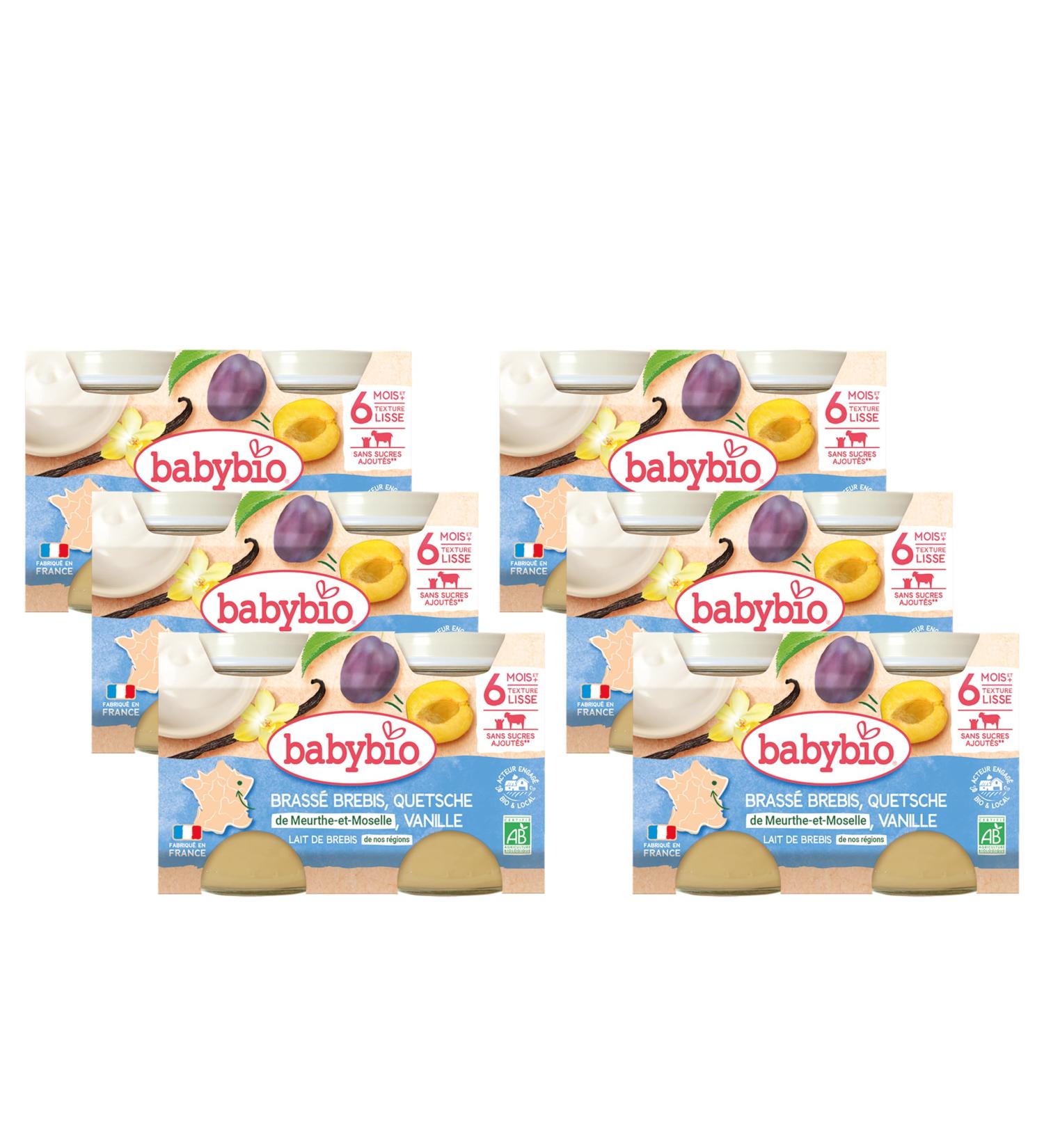 BABYBIO - Petits Pots Brass Brebis Quetsche Vanille - 2x130g - 6+ Mois - Lot de 6 - BIO Quetsche Vanille 2x130g (lot de 6)