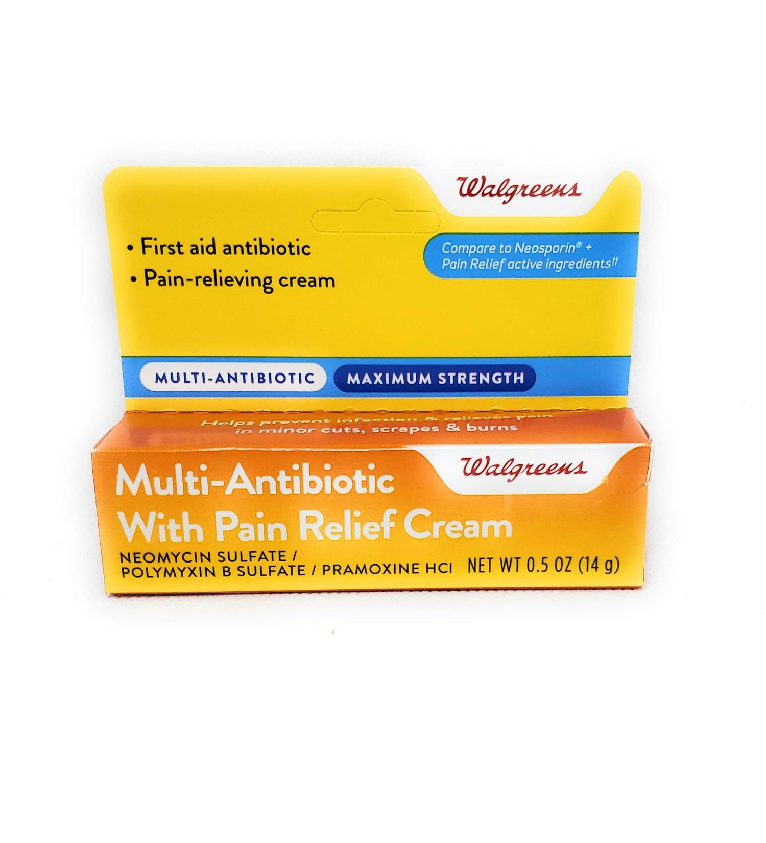 Walgreens Maximum Strength Multi Antibiotic Cream with Pain Relief .5 oz