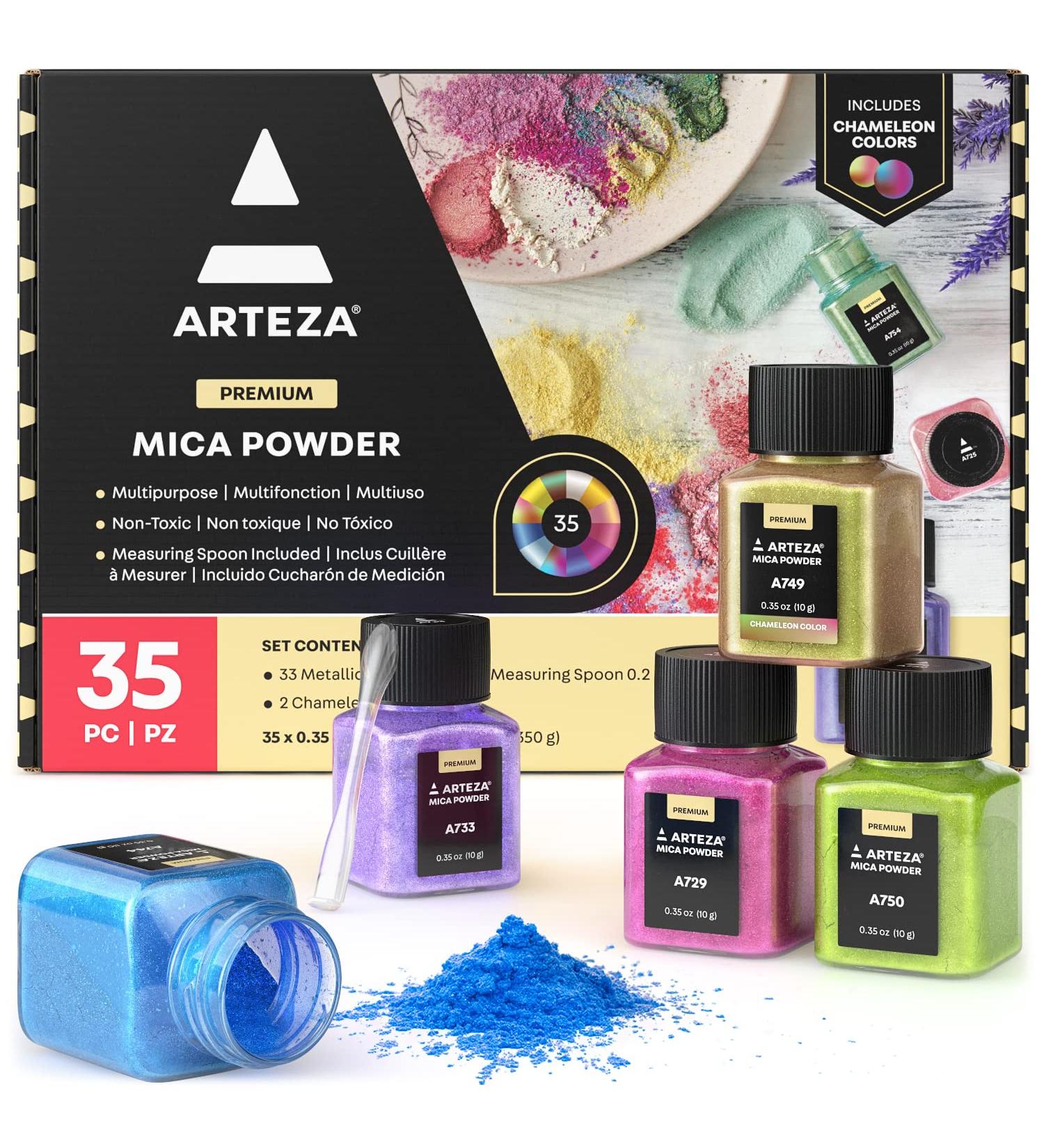 Arteza Mica Powder for Epoxy Resin - 35 Colors - 0.35 oz Bottles | Art Supplies for Candle Making & DIY Crafts - Buy Online on GoSupps.com