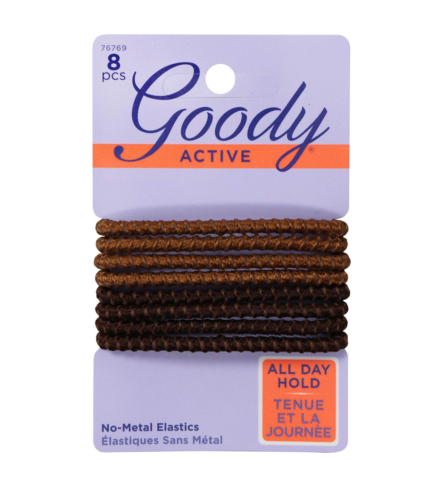 Goody Elastics Colour Collection Sparkly Metallic Hair Elastic Stay Put Hold Brunette 3-Pack (24 Total Hair Elastic Ties)