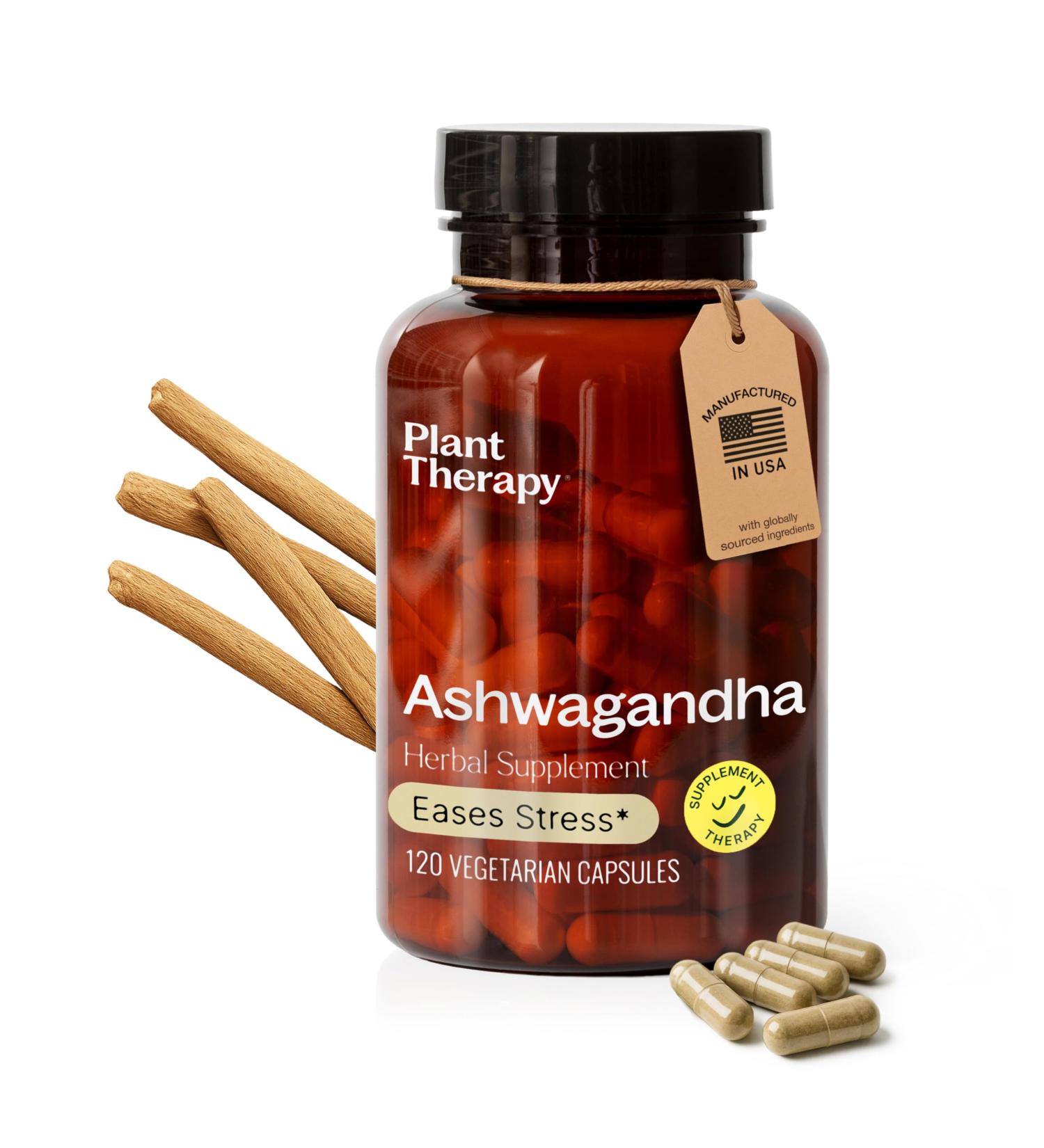 Plant Therapy Ashwagandha Capsules Manufactured in USA 4 Month Supply Promotes Relaxation and Emotional Balance Supplements for Women & Men 120 Vegetarian Capsule - Buy Online on GoSupps.com