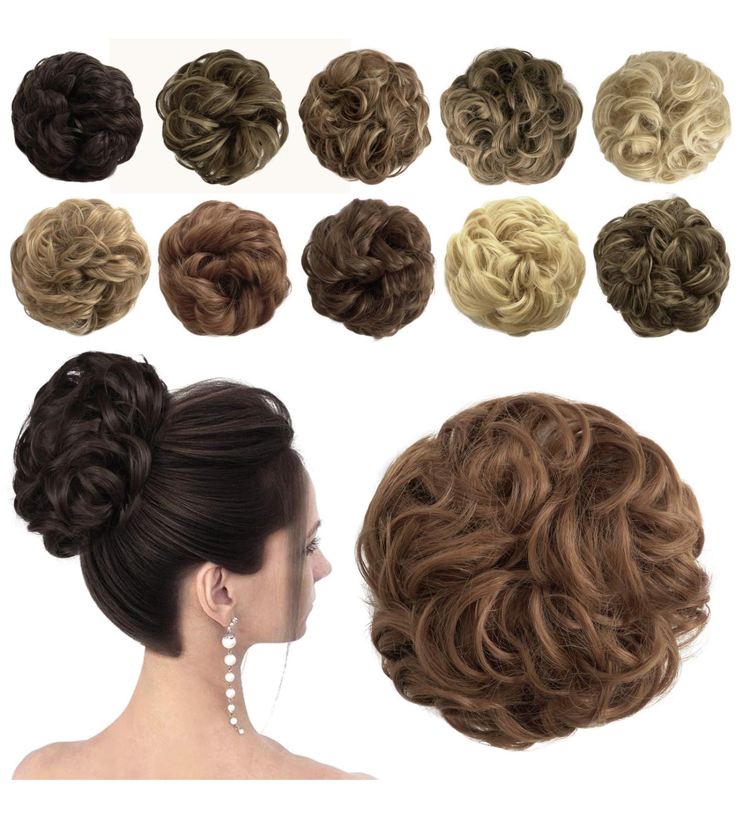 Sofeiyan Plus Size Synthetic Curly Bun Hairpiece in Auburn - Updo Scrunchies Chignon Extensions for Women - Buy Online on GoSupps.com