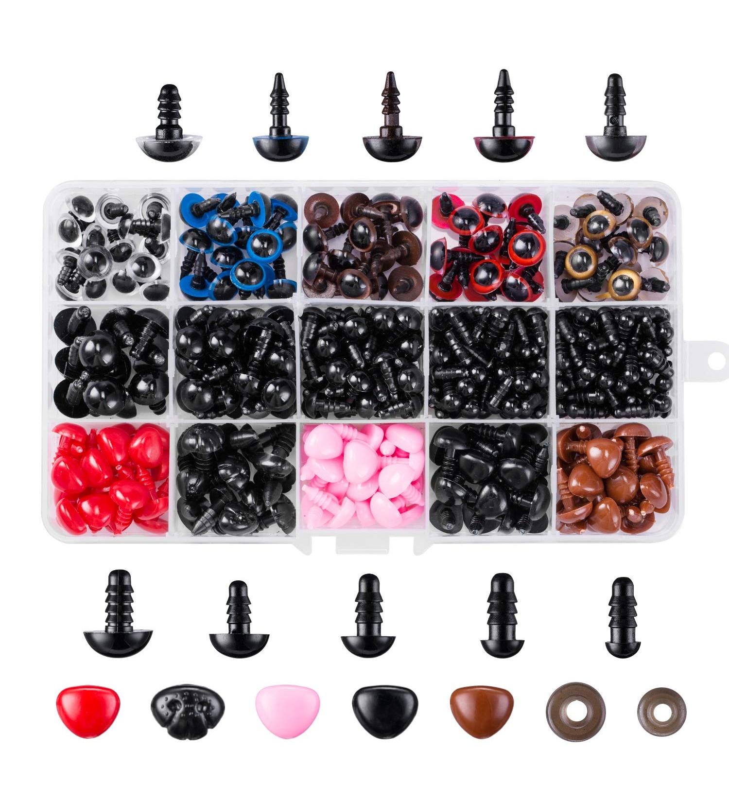752pcs Colorful Plastic Safety Eyes & Noses Set for Doll & Plush Animal Crafts | Assorted Sizes with Washers by AMOKIA - Buy Online on GoSupps.com