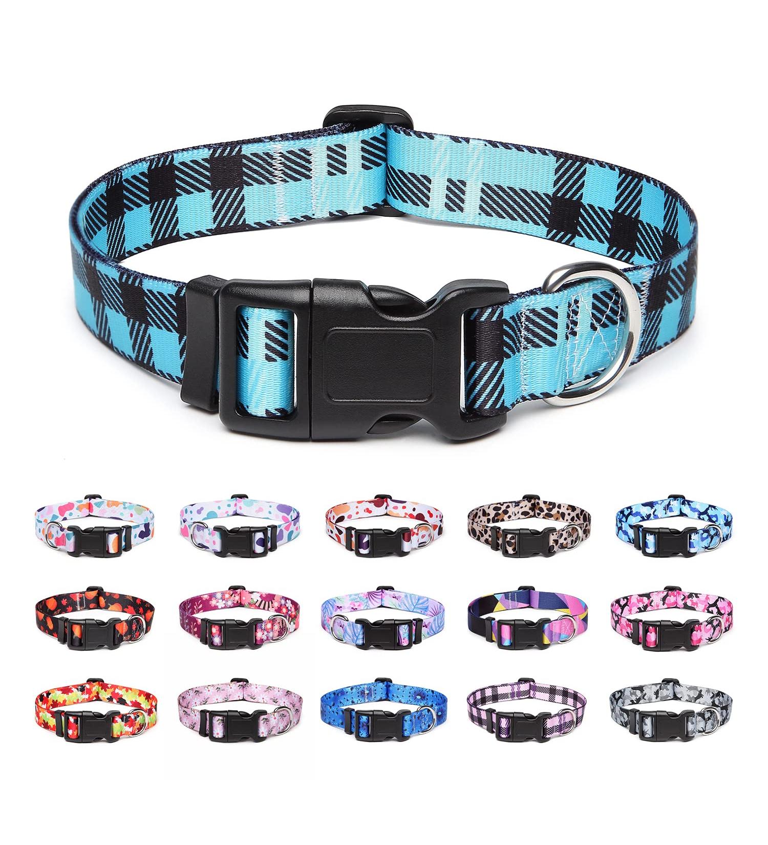 Suredoo Adjustable Dog Collar - Soft Nylon Comfort for Small to Large Dogs - S Size (Blue Checkered Neck 25-40 cm) - Buy Online on GoSupps.com