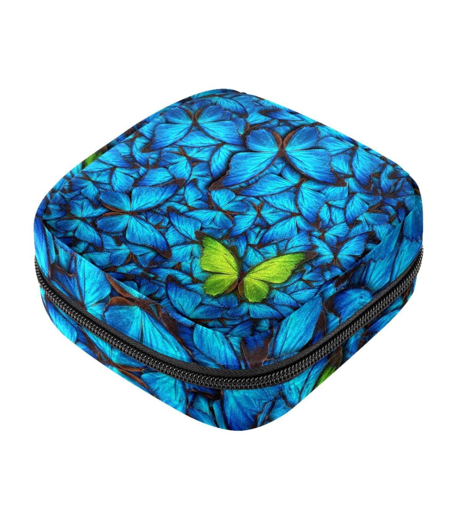 Menstrual Bag with Zipper for Sanitary Pads & Tampons Stylish Butterflies Design for Women & Girls International Shipping Available - Buy Online on GoSupps.com