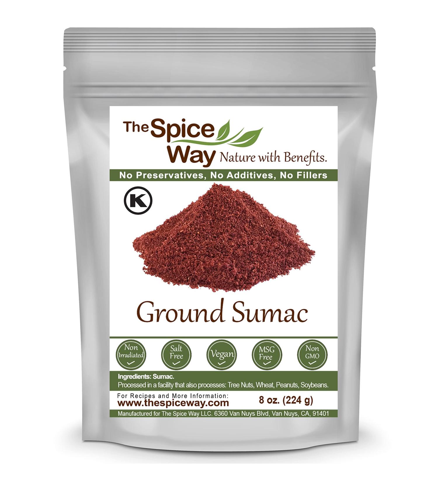 The Spice Way 100% Pure Sumac Seasoning Powder - 8 oz Resealable Bag | Non-GMO, No Salt, No Irradiation | Premium Sumak Spice - Buy Online on GoSupps.com