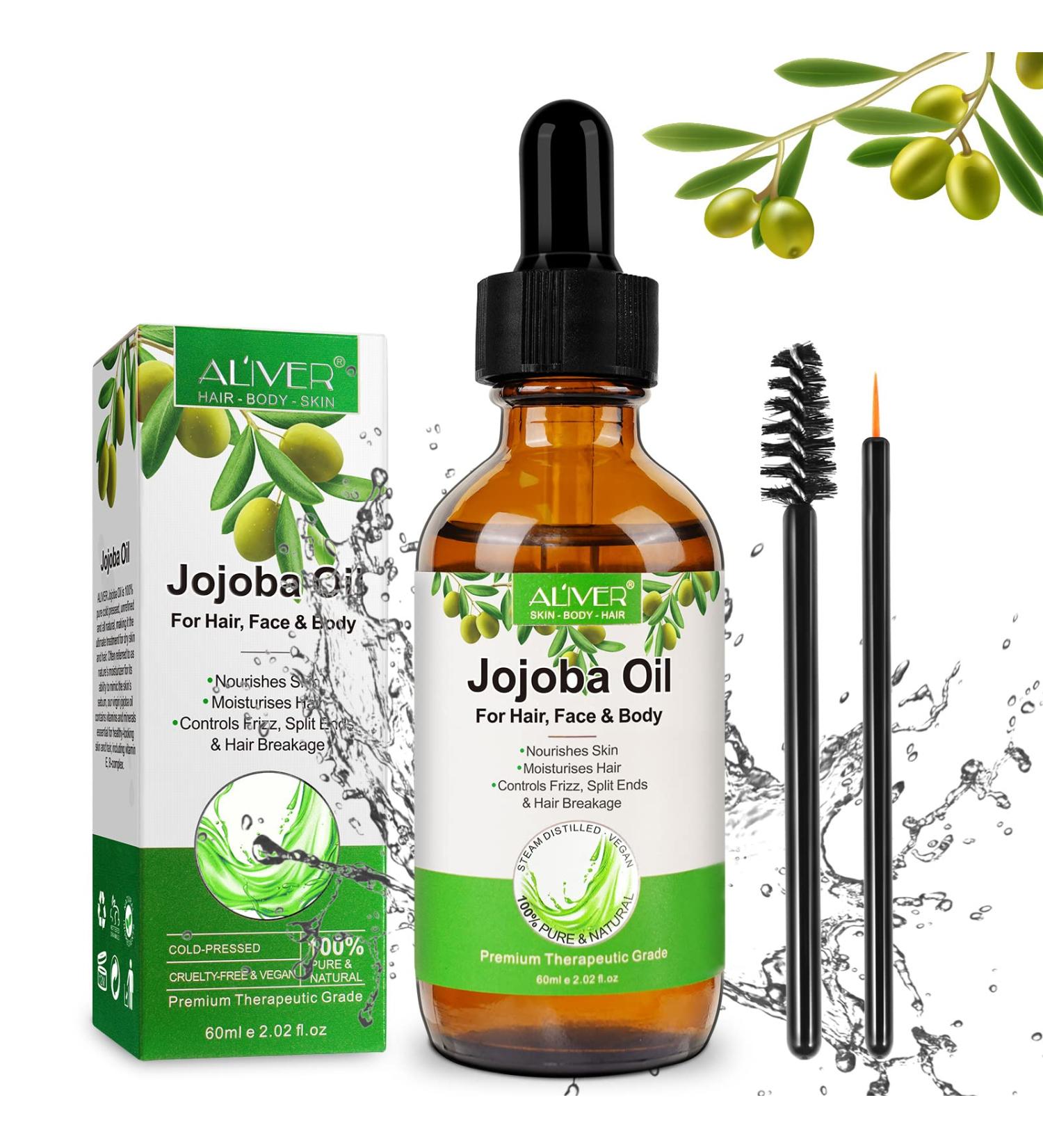 Jojoba Oil for Hair Growth 100 Pure Organic Jojoba Oil Cold Pressed Unrefined Hexane Free Jojoba Oil for Skin Hair Body Ear and Nails 60ml - Buy Online on GoSupps.com