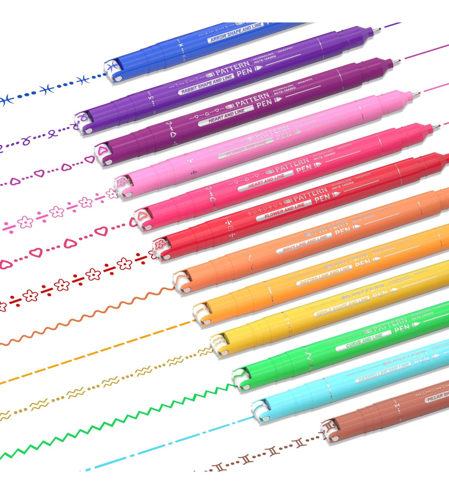 AOROKI 12 Colored Curve Highlighter Pen Set - Dual Tip Markers for Journaling & Drawing - 10 Shapes - Office & School Supplies for Kids & Adults - Buy Online on GoSupps.com