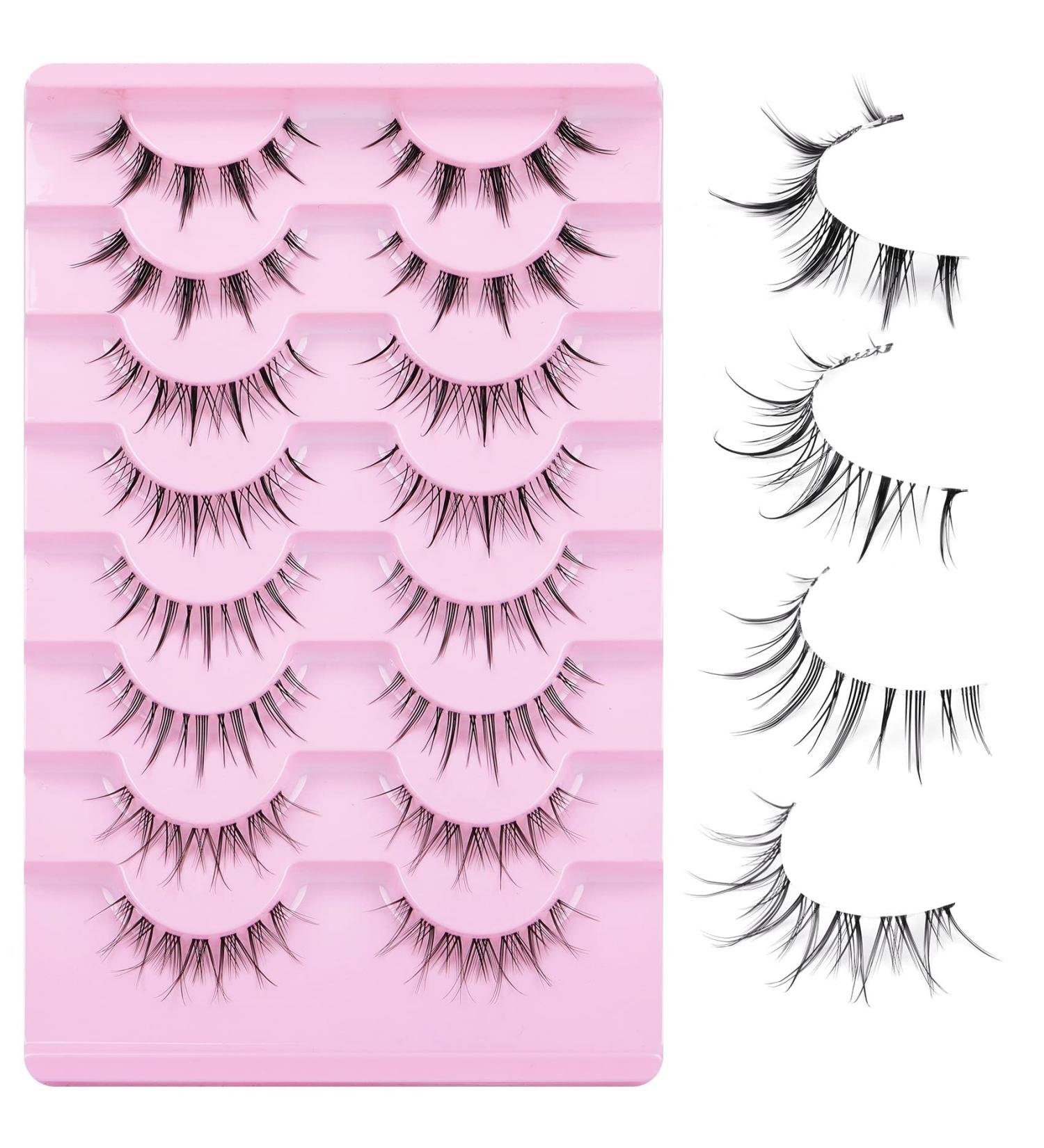 Manga Lashes - 8 Pairs of Super Wispy Thin Individual Fake Eyelashes for Natural Anime Korean Style Look - Buy Online on GoSupps.com