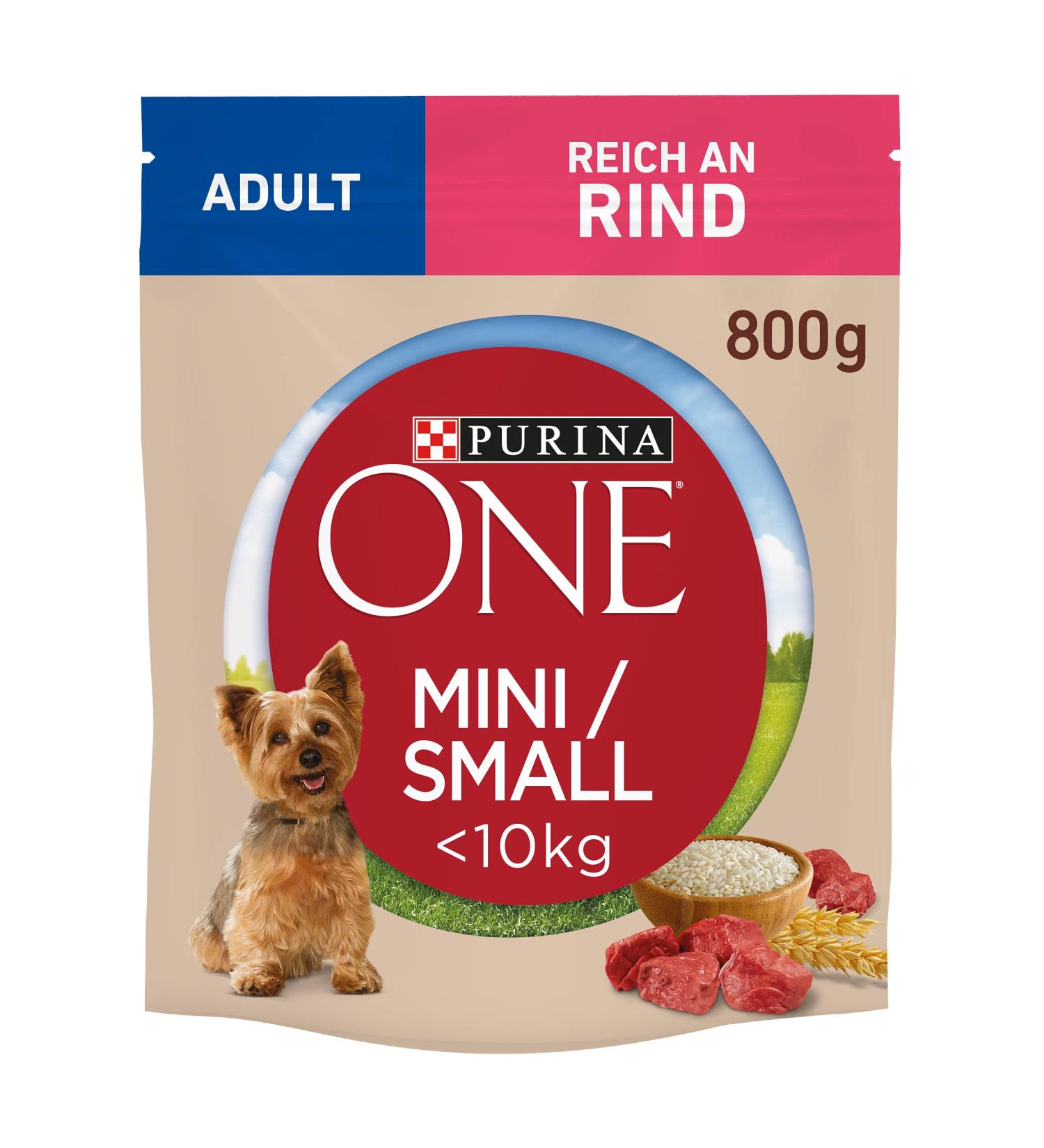 PURINA ONE Mini/S Dry Food for Small Dogs Rich in Beef and Rice 8 x 800 g 8 Cans - Buy Online on GoSupps.com