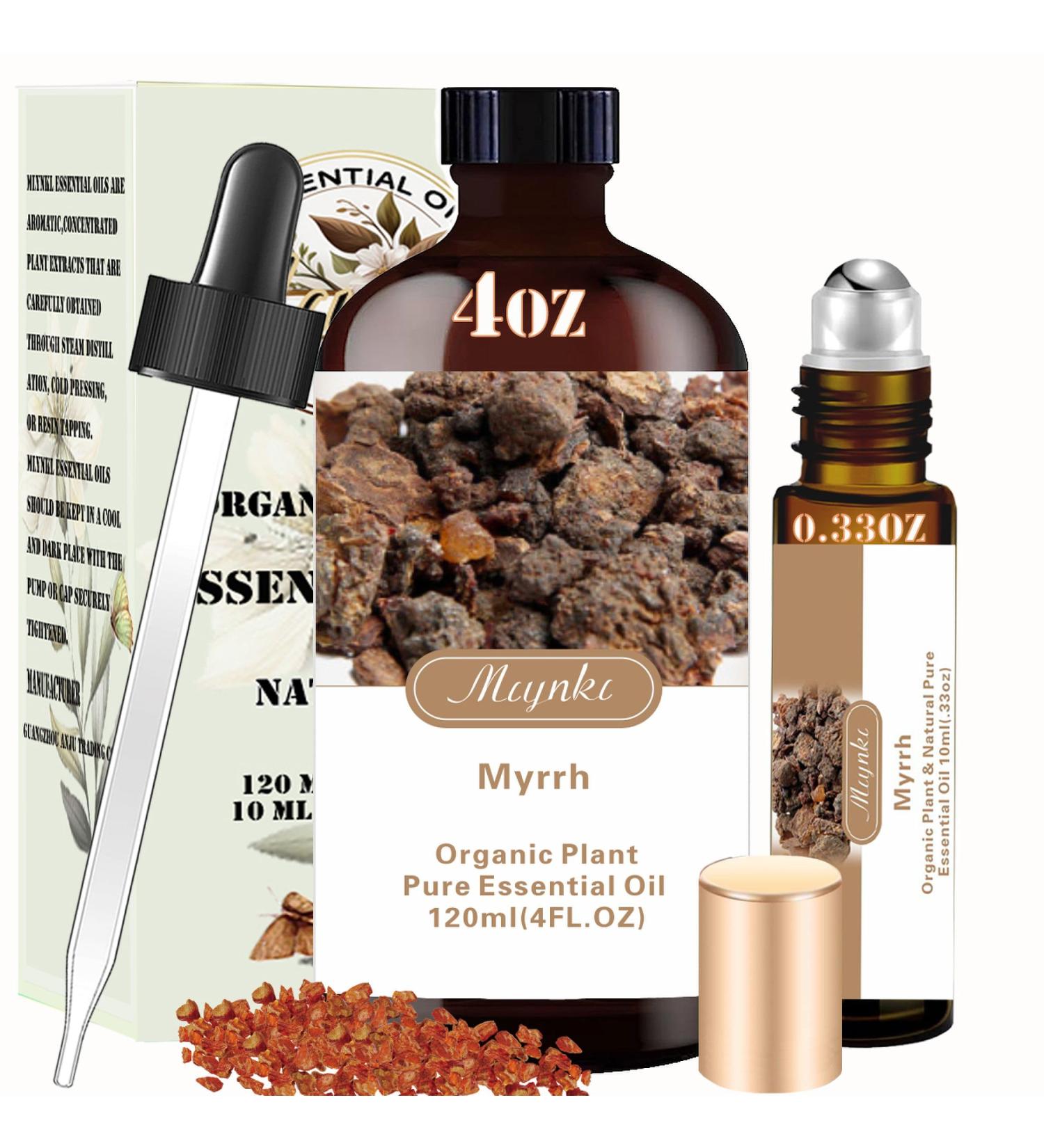 Myrrh Essential Oil Set - 4 Fl Oz & 10ML Roll On for Diffusers Home Fragrance SPA Gifts | Pure Myrrh Oil for Aromatherapy Massage DIY Soap & Cleaning - Buy Online on GoSupps.com