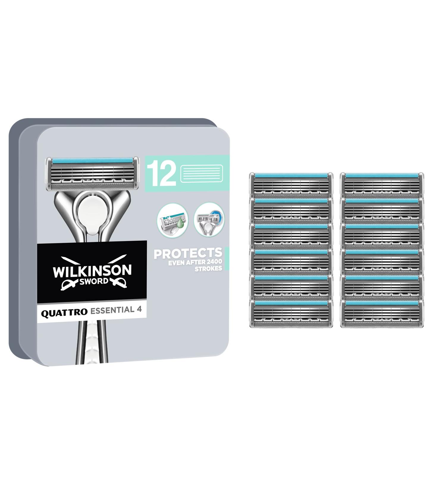 Wilkinson Sword Quattro Essential 12 razor blades letterbox compatible 12 pieces (1 pack)
