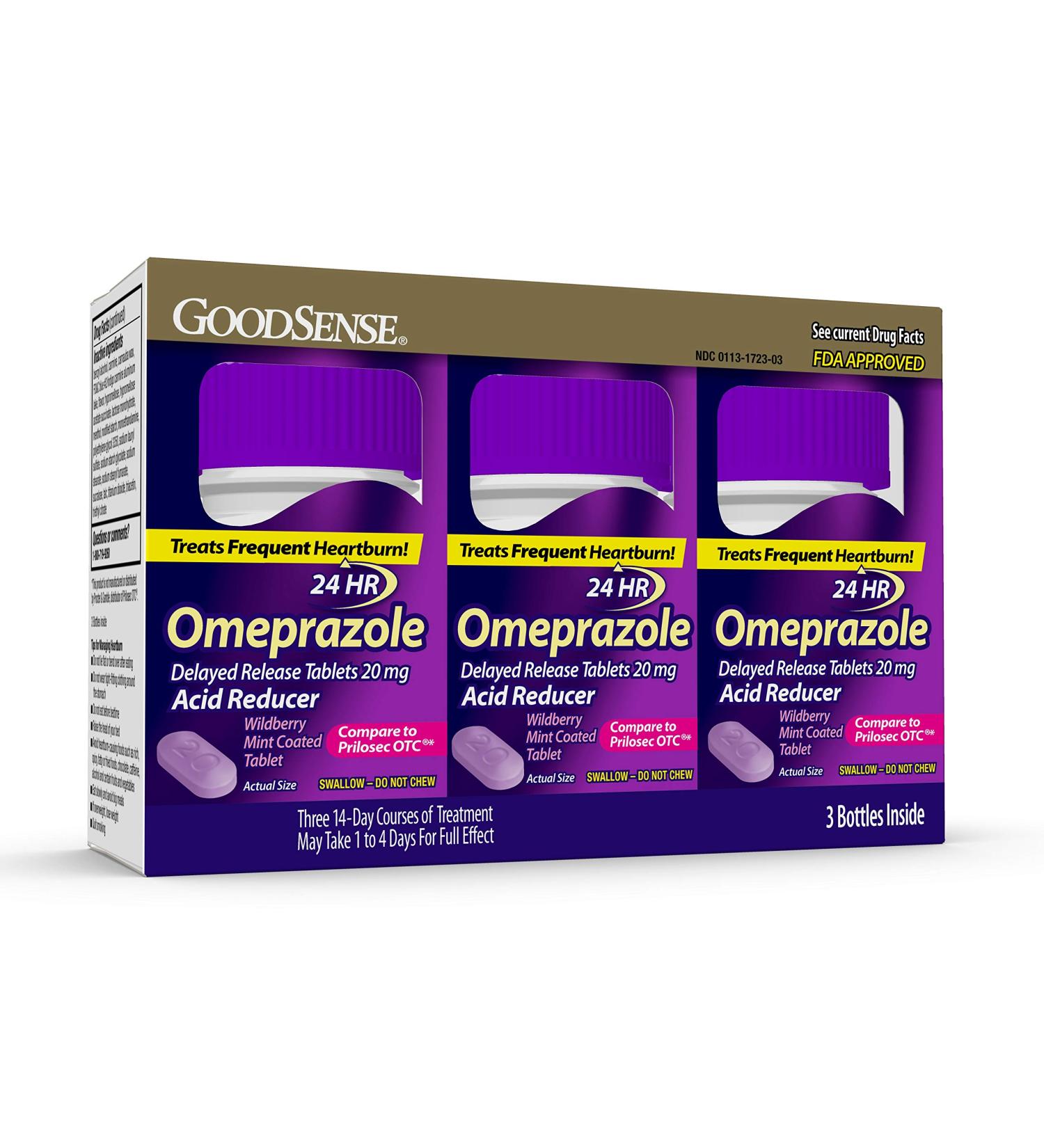 GoodSense Omeprazole 20mg Delayed Release Tablets - 42 Count Wildberry Mint Coated Acid Reducer - Buy Online on GoSupps.com