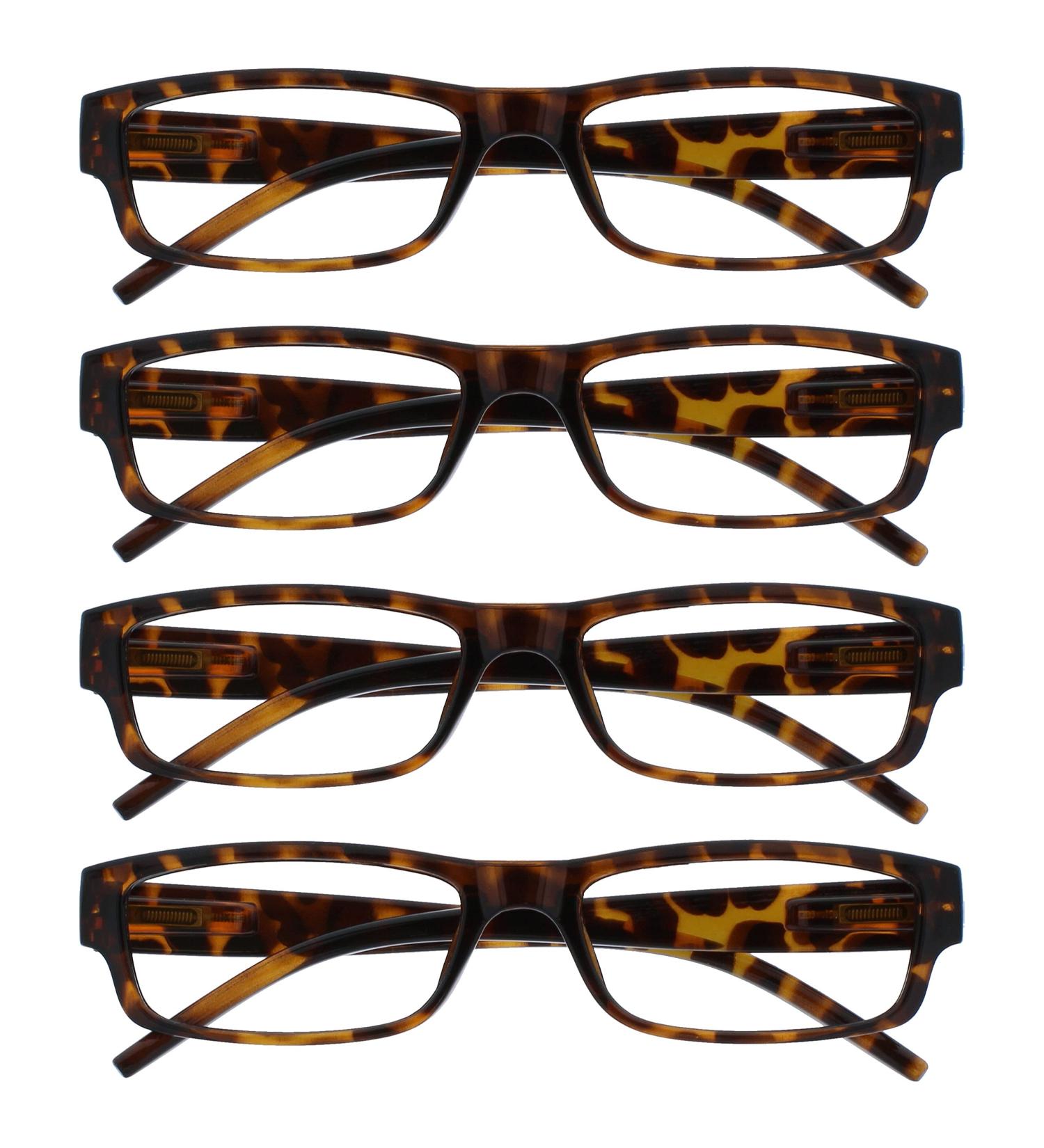 Brown Tortoiseshell Reading Glasses 4 Pack +3.50 Magnification | Lightweight Comfortable Design for Men and Women - Buy Online on GoSupps.com