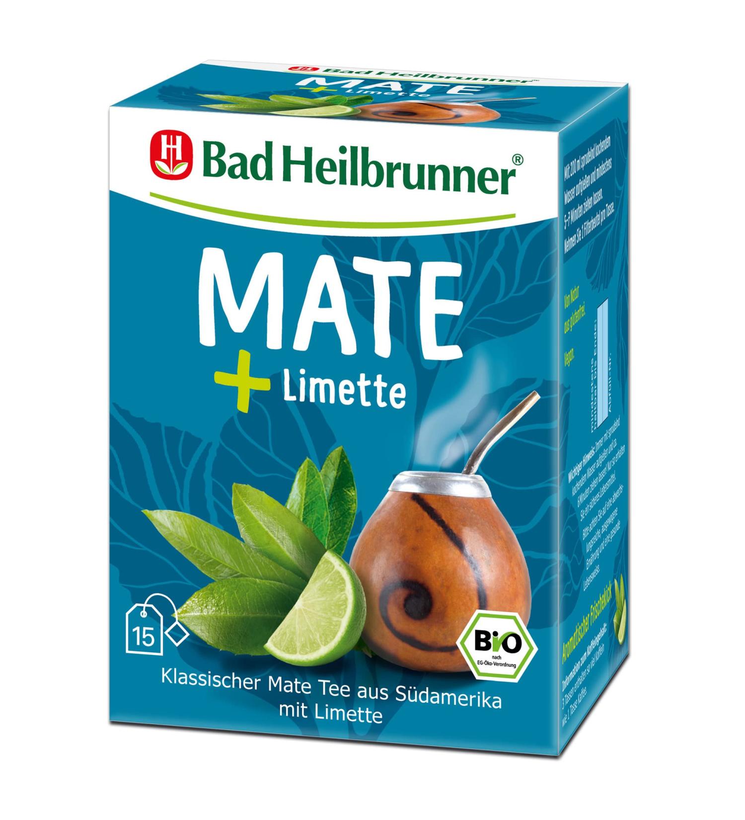 Bad Heilbrunner Bio Limette + Mate Tea - Classic South American Mate with Turmeric - 5x15 Filter Bags - Harmonious Flavor Experience - Buy Online on GoSupps.com